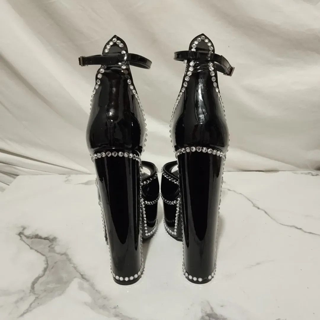 Philipp Plein Philipp Plein 120mm Cryst-Embelished Black Platform Hi-Heels Size US 8 / IT 38 - 7 Thumbnail