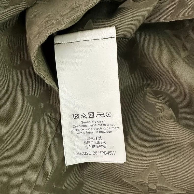 Louis Vuitton Louis Vuitton Khaki Green Full Flocked Patchwork Logo Shirt Size US XL / EU 56 / 4 - 5 Thumbnail