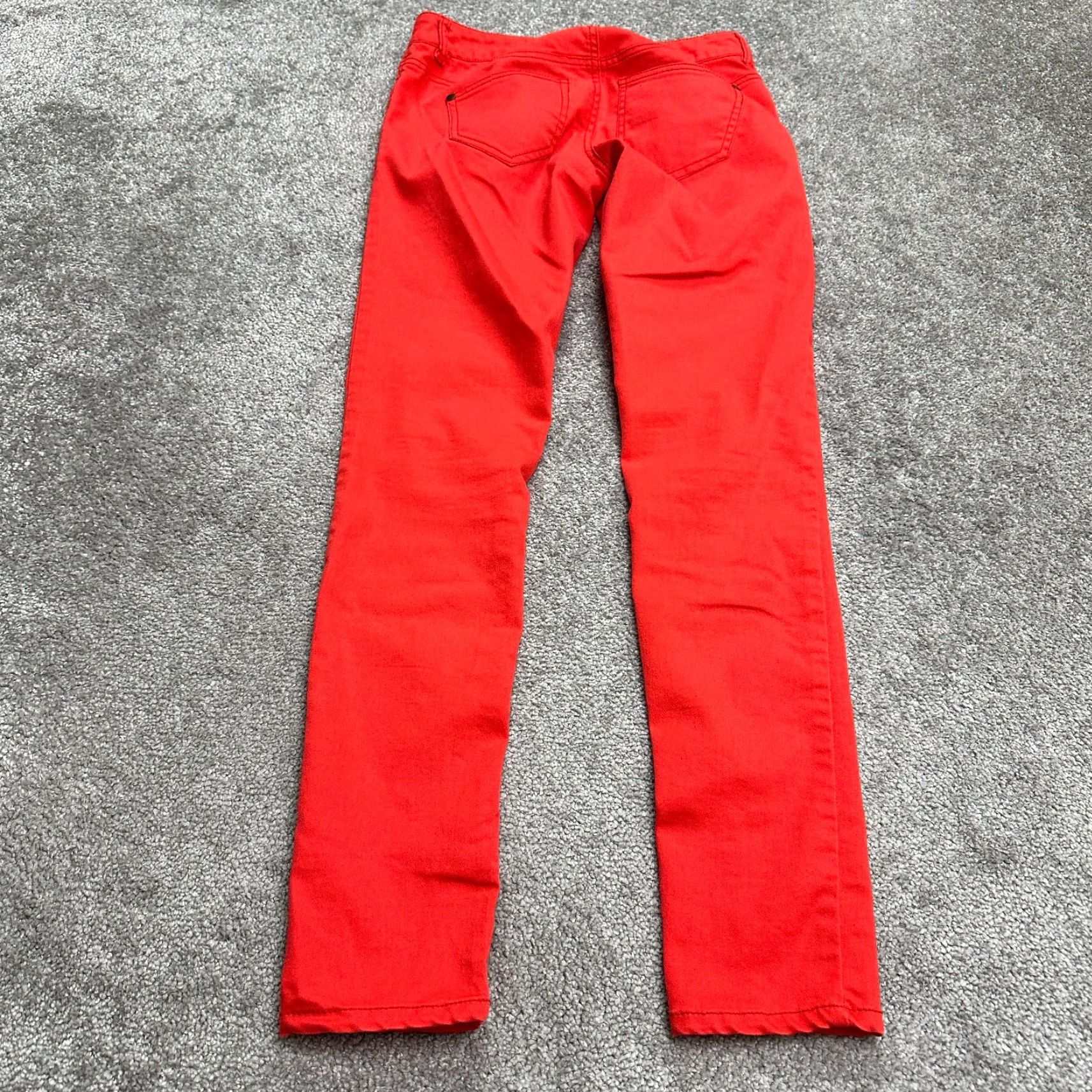 AQUA Aqua Skinny Jeans Womens 25 Red Mid Rise Stretch Casual 28x30 Denim Cotton Polyester Spandex 5-Pocket Zip Button Size 42" / US 20 - 2 Thumbnail