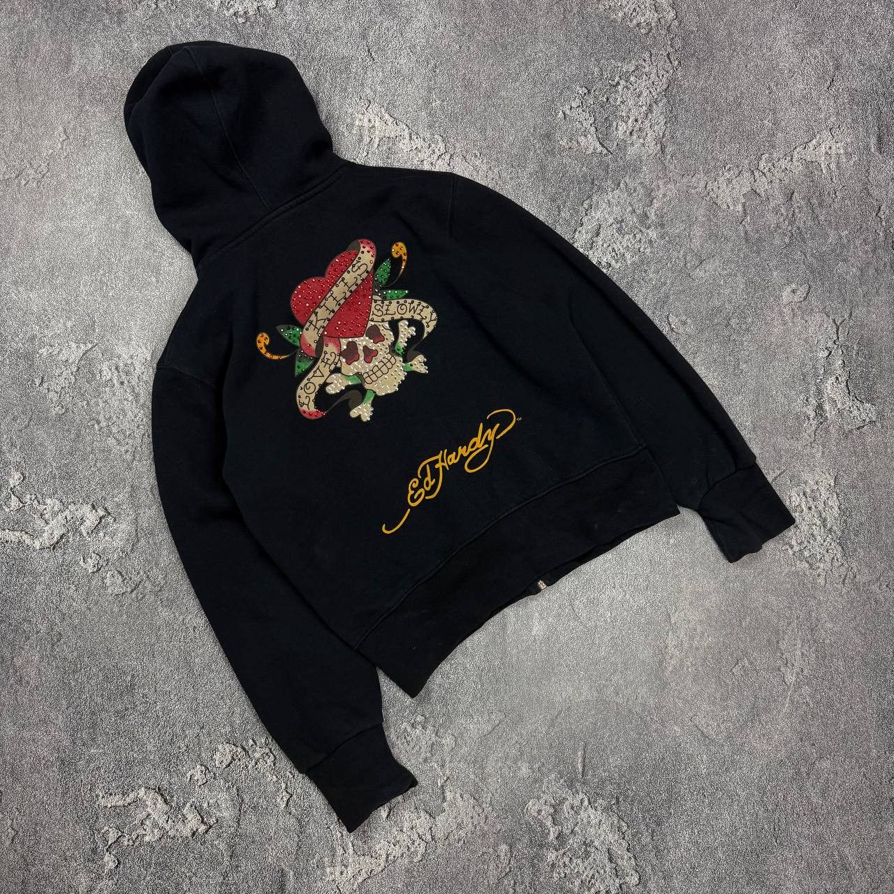 Ed Hardy Vintage Ed Hardy Zip Hoodie Christian Audigier Rhinestone Size M / US 6-8 / IT 42-44 - 1 Thumbnail