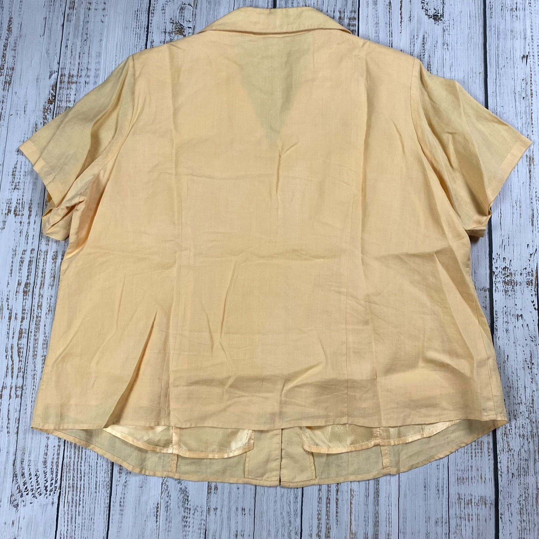 Vintage VINTAGE LINO USA WOMENS BUTTON UP CAMP COLLAR SHIRT 3XL YELLOW LINEN TROPICAL PEACH 100% LIGHTWEIGHT CLASSIC Size XXL / US 16-18 / IT 52-54 - 5 Thumbnail