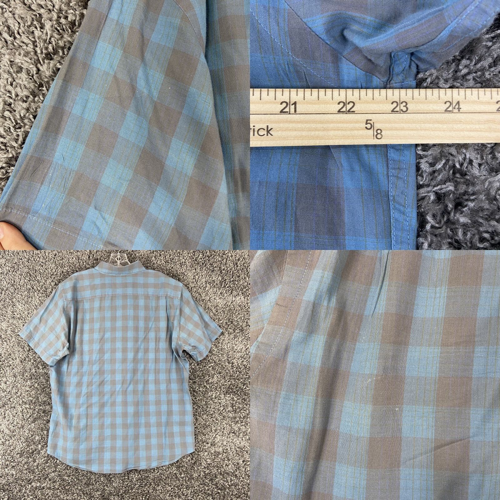 Abercrombie & Fitch ABERCROMBIE & FITCH Men’s L Blue Plaid Short Sleeve Button Up Shirt - Multicolor Size US 33 - 8 Thumbnail
