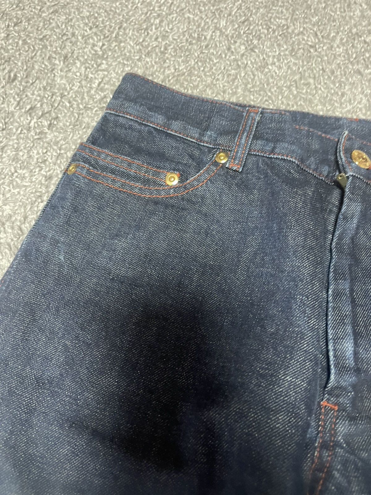 Yves Saint Laurent YSL Dark Indigo Denim Red Stitch Jeans 44 Size 40" / US 18 - 12 Thumbnail