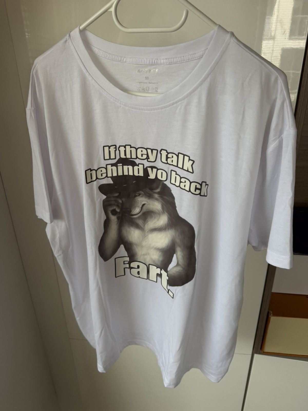 Other MeMe Tee Manfinity Wolf If They Talk Behind Yo Back FART Size US XL / EU 56 / 4 - 5 Thumbnail