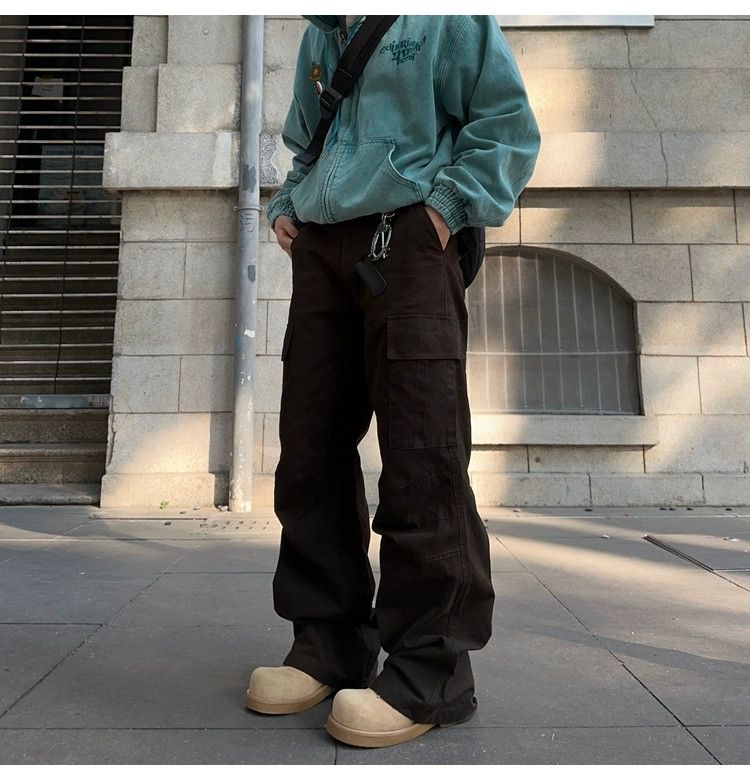 washed faded loose baggy military cargo pants