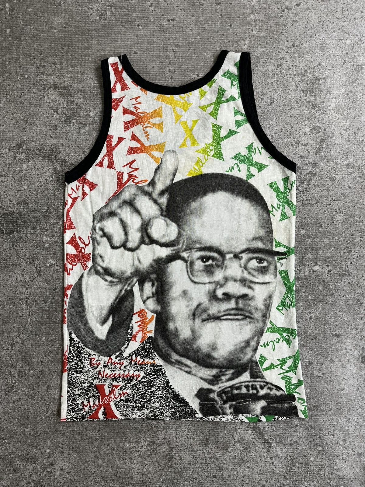 Vintage Vintage Malcolm X All Over Print Tanktop Size US M / EU 48-50 / 2 - 2 Thumbnail