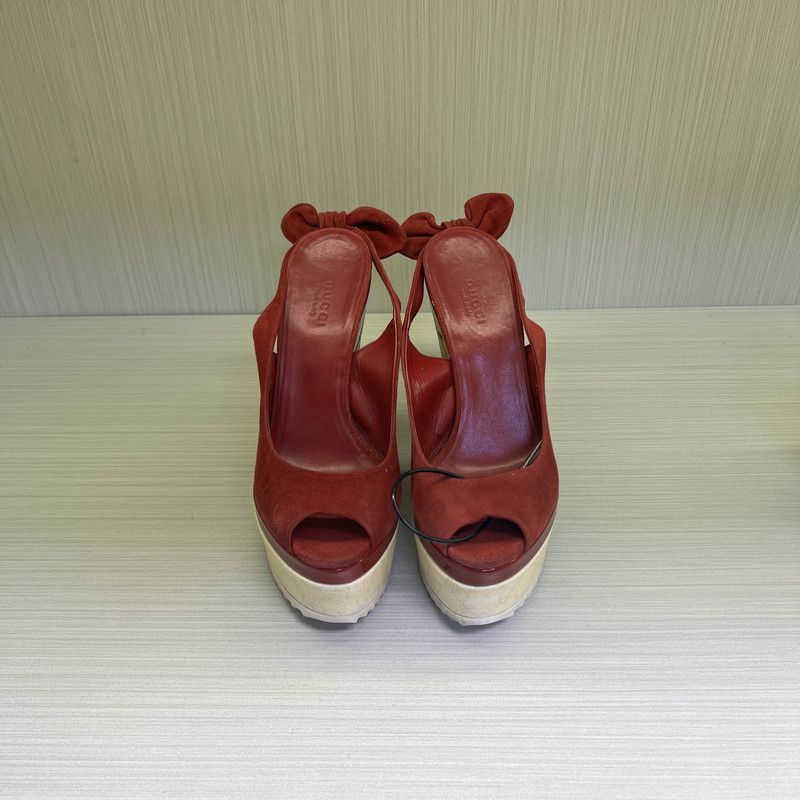 Gucci Gucci Red Platform Shoes with Unique Design Size US 6.5 / EU 39-40 - 2 Thumbnail