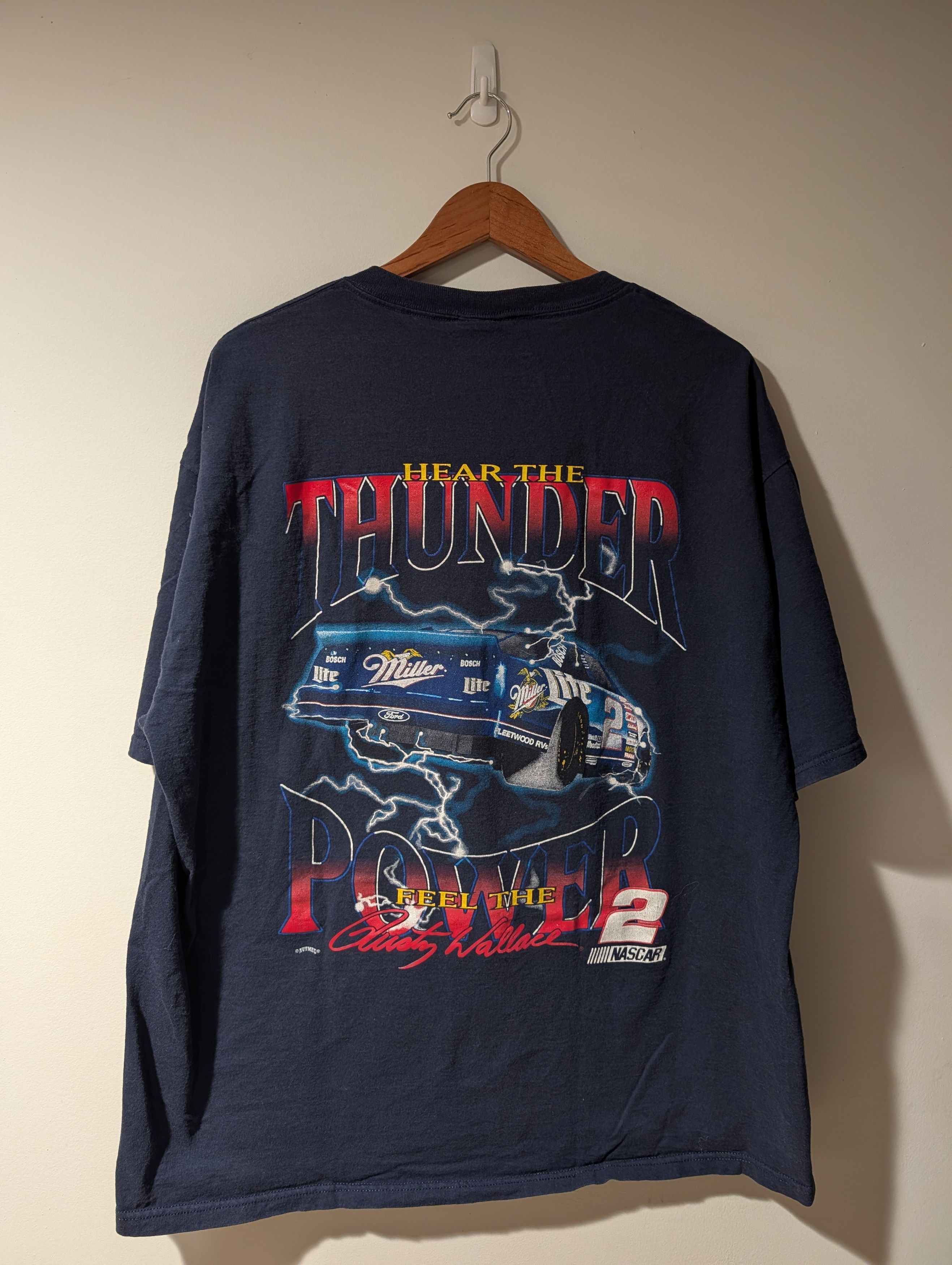 Nutmeg Vintage Rusty Wallace NASCAR Shirt Mens 2XL 90s Lightning Size US XXL / EU 58 / 5 - 5 Thumbnail
