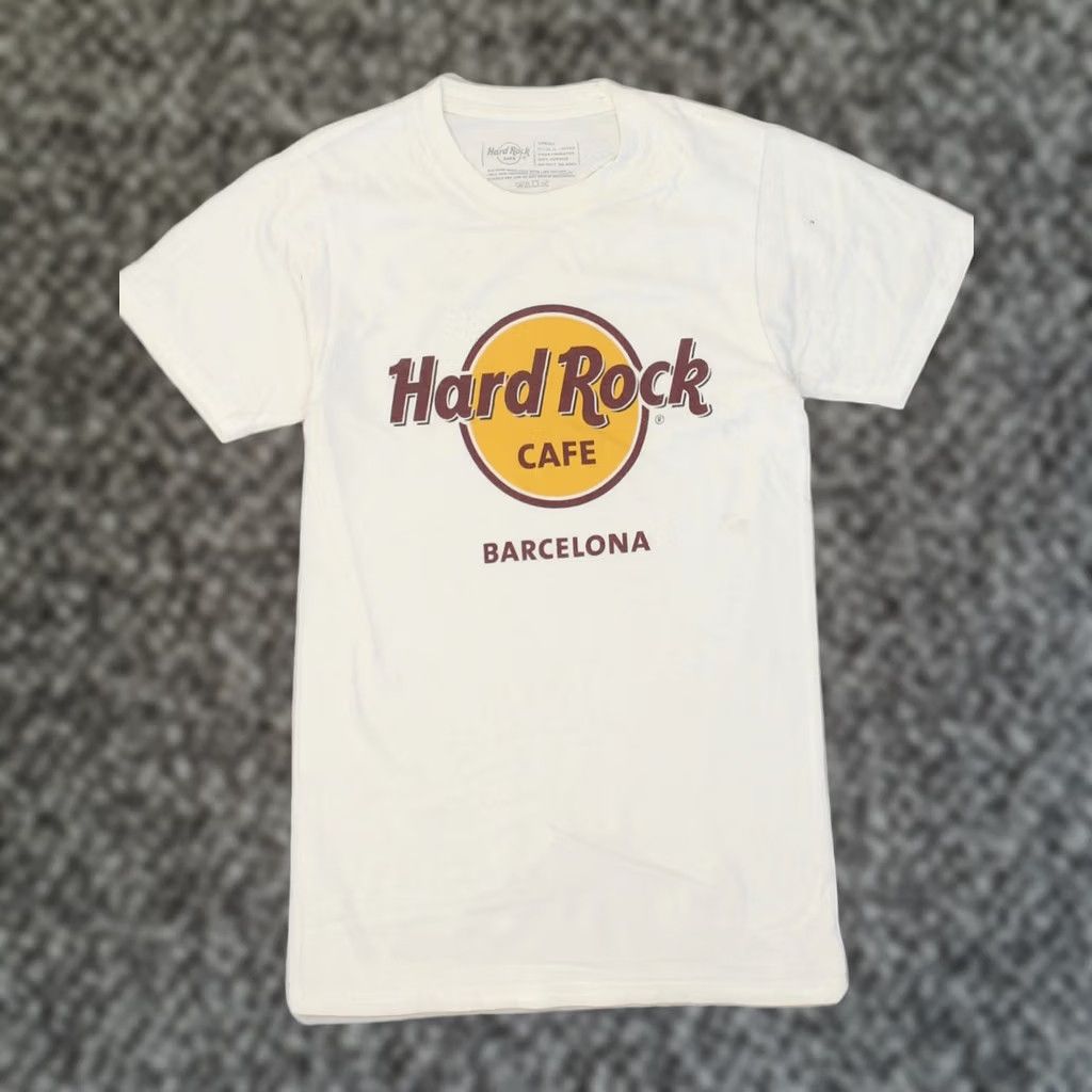 Hard Rock Cafe HARD ROCK CAFE Mens Barcelona T-Shirt Top XS White Cotton Size US XS / EU 42 / 0 - 1 Thumbnail