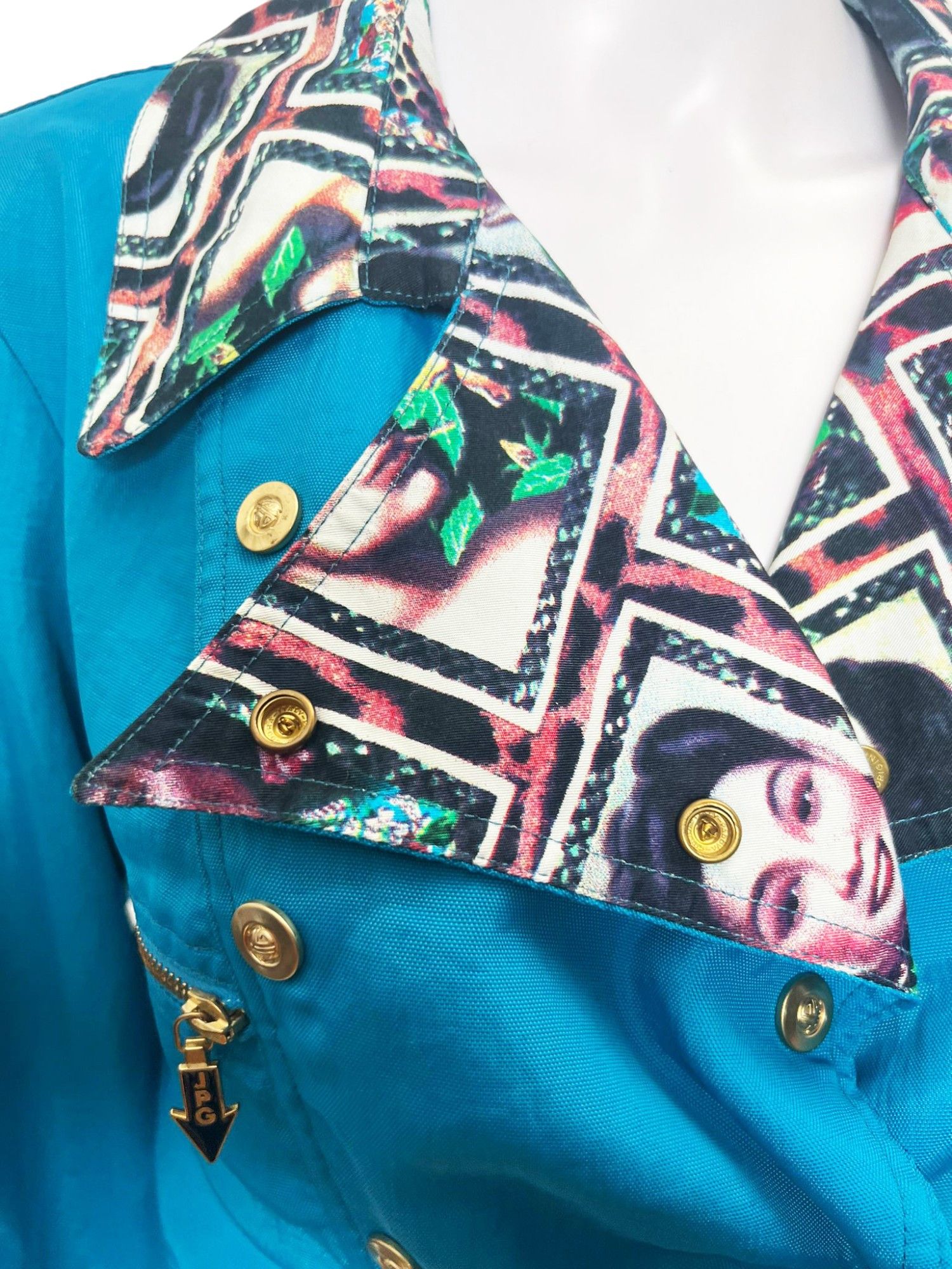 Jean Paul Gaultier AW1995 Blue "Faces" Biker Jacket Size M / US 6-8 / IT 42-44 - 7 Thumbnail