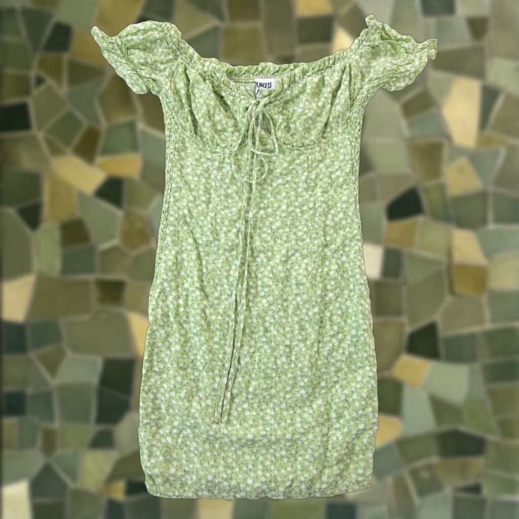PRINCESS POLLY Princess Polly Green White Floral Cap Sleeve Sheath Dress 2 Women XS Rayon Cotton Stretch Floral Pattern 2/XS Size XS / US 0-2 / IT 36-38 - 1 Thumbnail