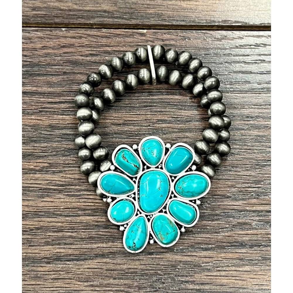 Other Handmade Turquoise Stretch Bracelet for Women, Native Americ Size ONE SIZE - 9 Thumbnail