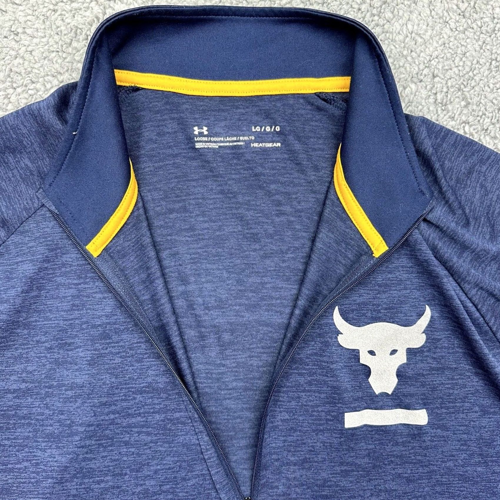 Under Armour Under Armour Project Rock Tech 1/4 Zip Pullover Shirt Mens Large Blue Long Sleeve Activewear Shirt Size US L / EU 52-54 / 3 - 5 Thumbnail