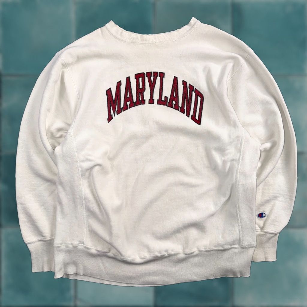 Champion VINTAGE 80s Champion Reverse Weave Crewneck Sweatshirt XL White Solid Heavyweight Mens USA Sports Size US XL / EU 56 / 4 - 1 Thumbnail