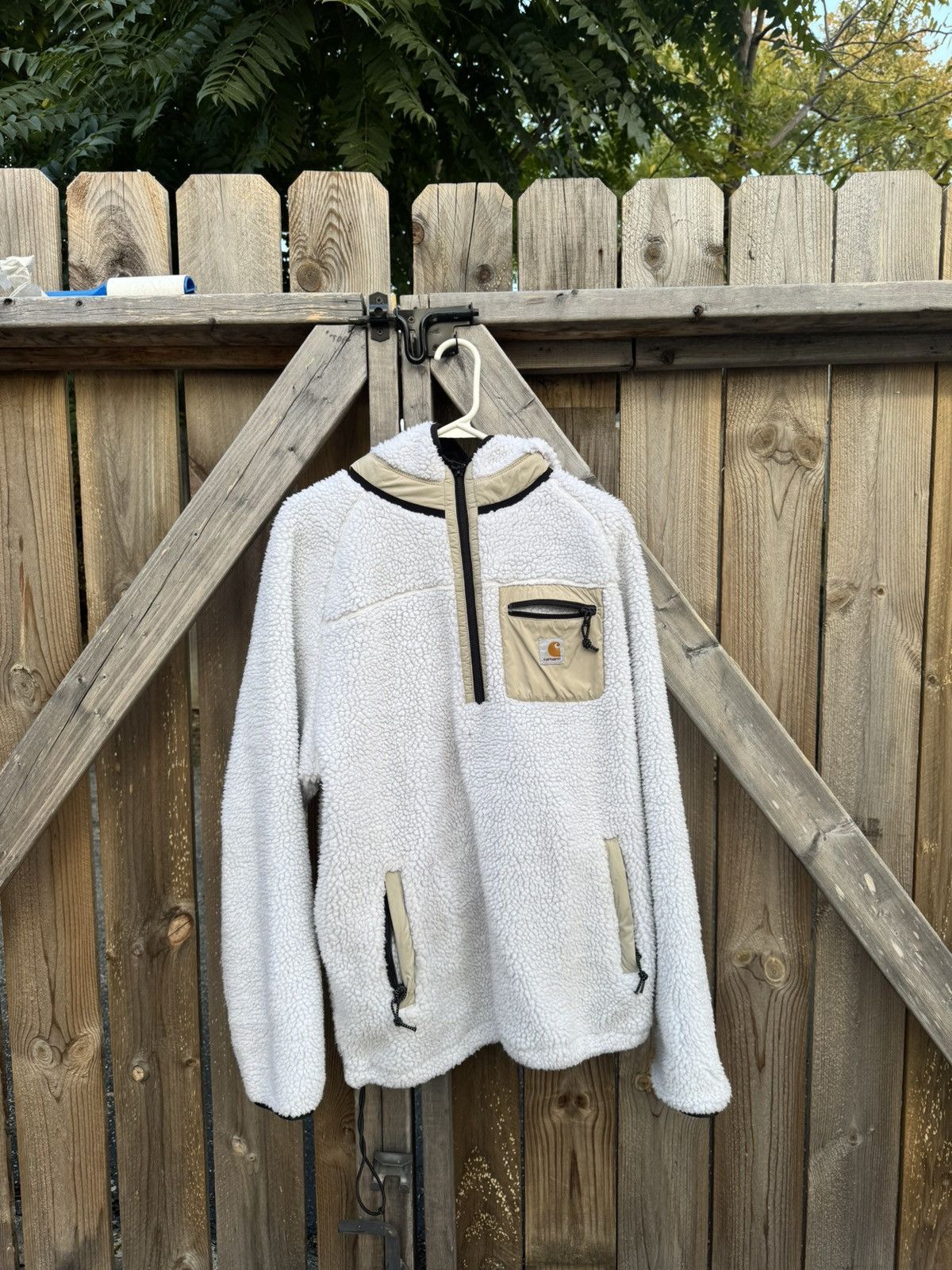 Carhartt Wip Carhartt Sherpa Hooded Jacket - White Size US L / EU 52-54 / 3 - 1 Thumbnail