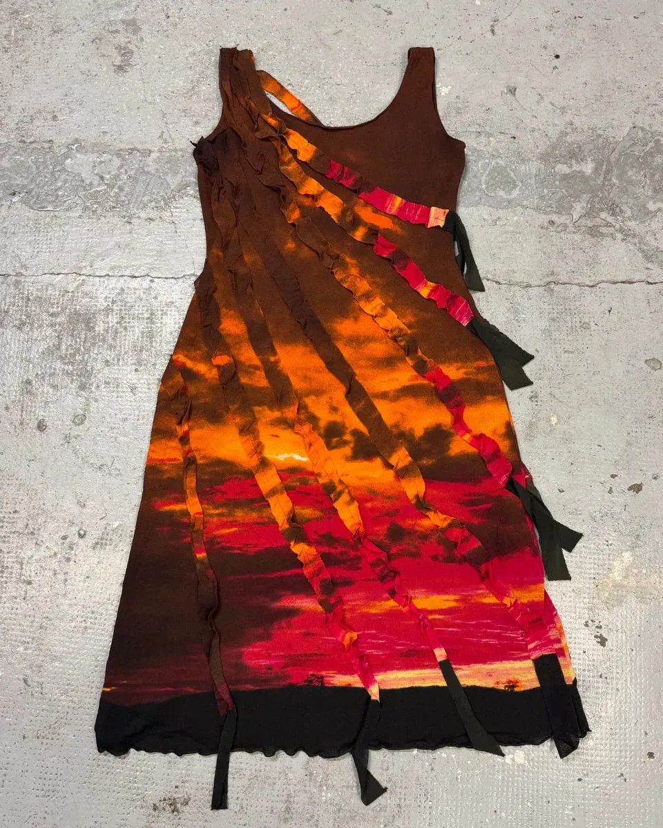 Roberto Cavalli 2000s Roberto Cavalli Orange Sunset Dress Size M / US 6-8 / IT 42-44 - 1 Thumbnail