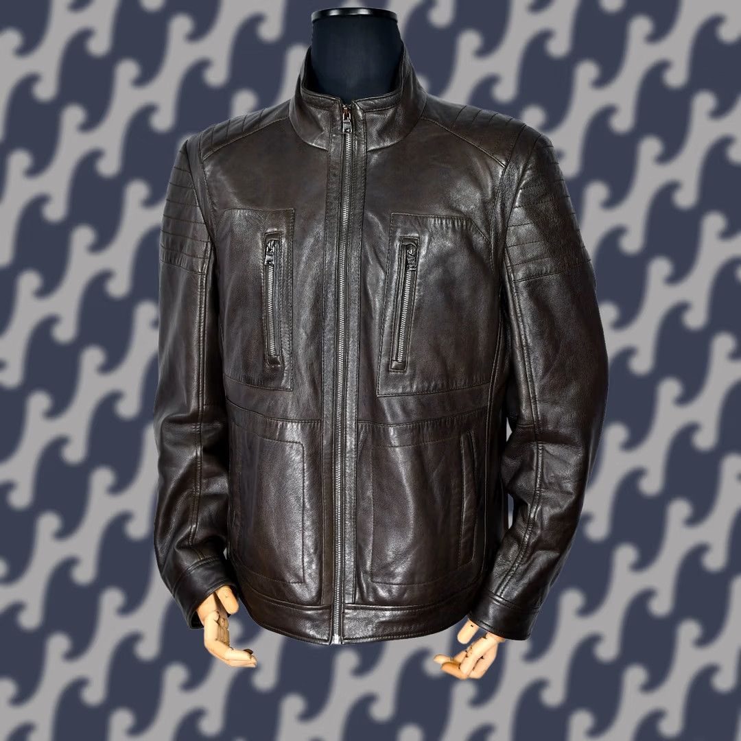 Hugo Boss HUGO BOSS Gentin Leather Jacket Brown 44R Jacket Mens 44R Leather Brown Casual Fall Winter Spring Vintage No Size US S / EU 44-46 / 1 - 1 Thumbnail
