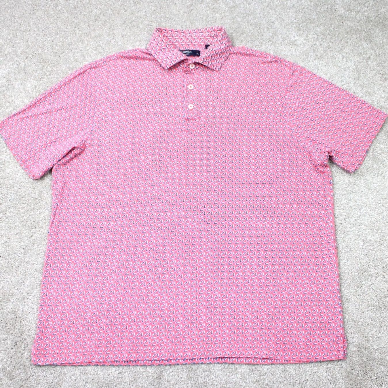 Cremieux Cremieux Classics Polo Shirt Mens Large Pink Graphic Print 100% Cotton S/S Casual Polo Shirt Mens Large Pink Graphic Print Shirt Size US L / EU 52-54 / 3 - 2 Thumbnail