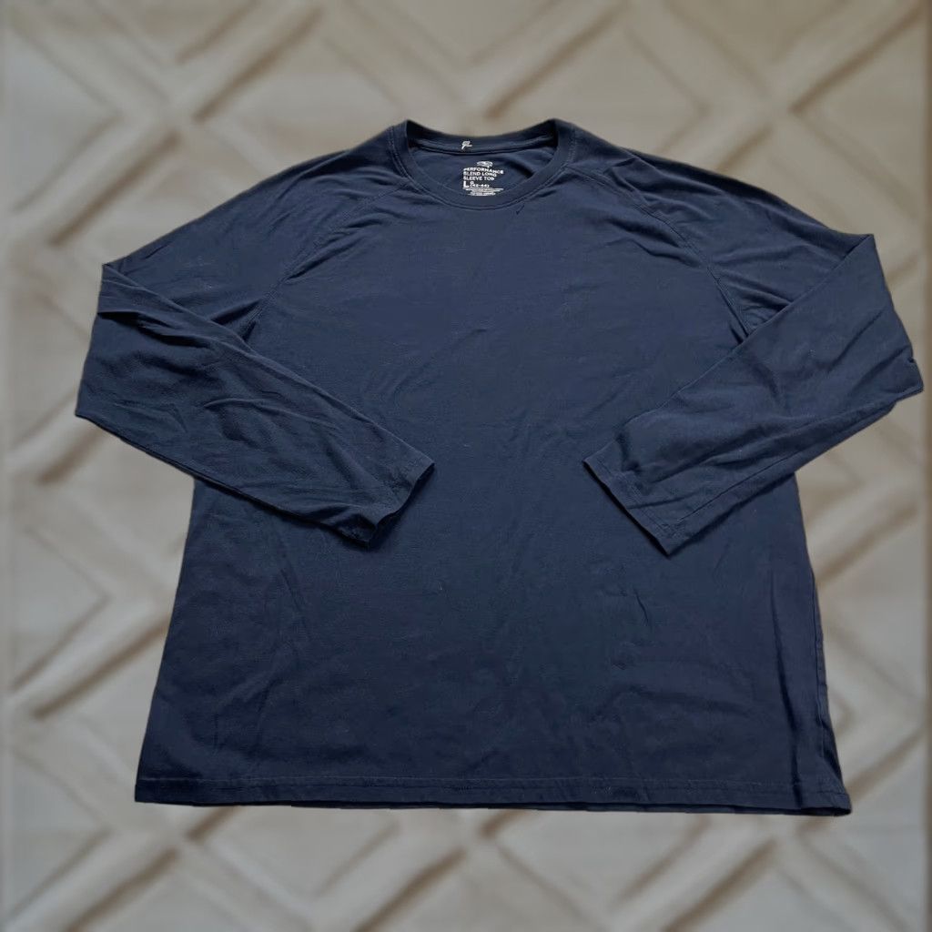 Athletic Works Athletic Works Basic Crew Neck Shirt Mens Large Blue Cotton Long Sleeve Raglan Logo Size US L / EU 52-54 / 3 - 1 Thumbnail