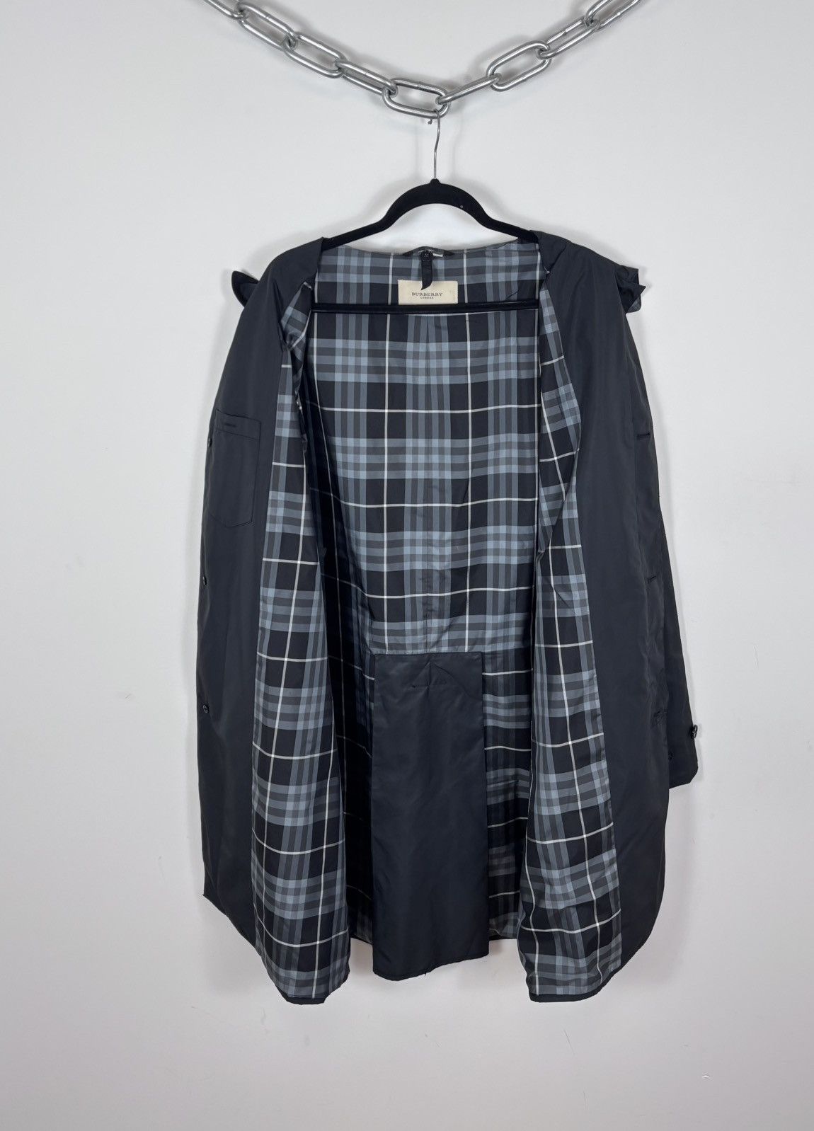 Burberry Burberry London Men’s Black Trench Coat Nova Check Lined Size US XL / EU 56 / 4 - 2 Thumbnail
