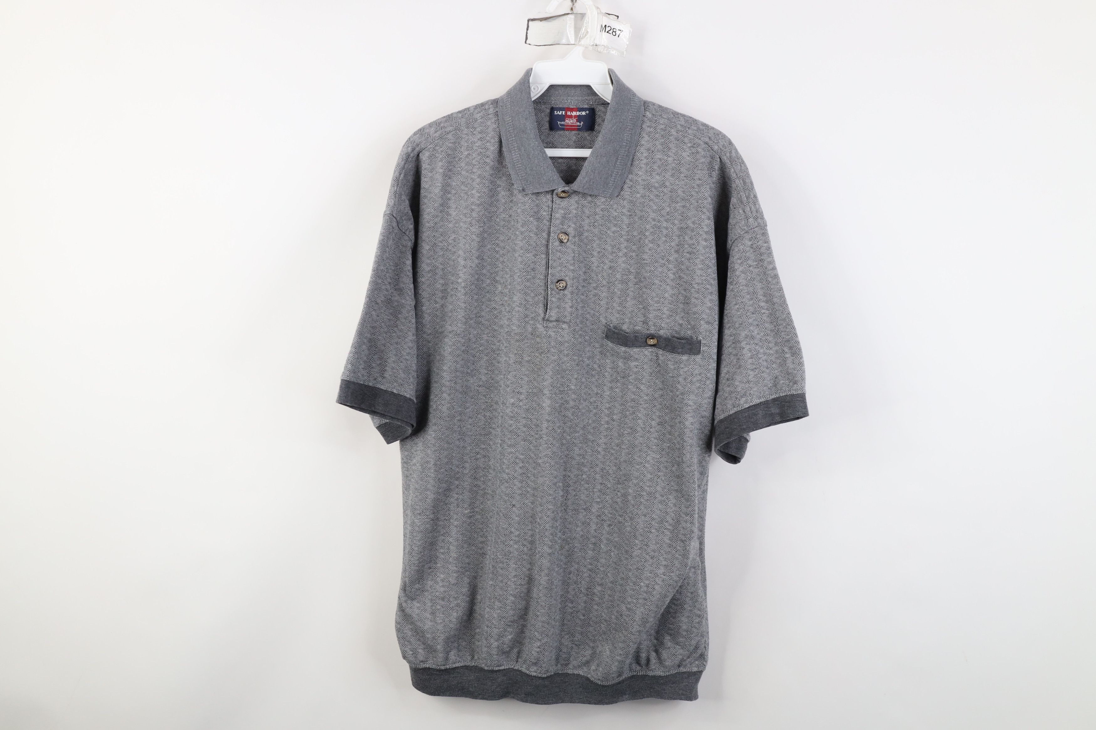 Vintage Vintage 90s Streetwear Geometric Pullover Polo Shirt Gray Size US L / EU 52-54 / 3 - 1 Thumbnail