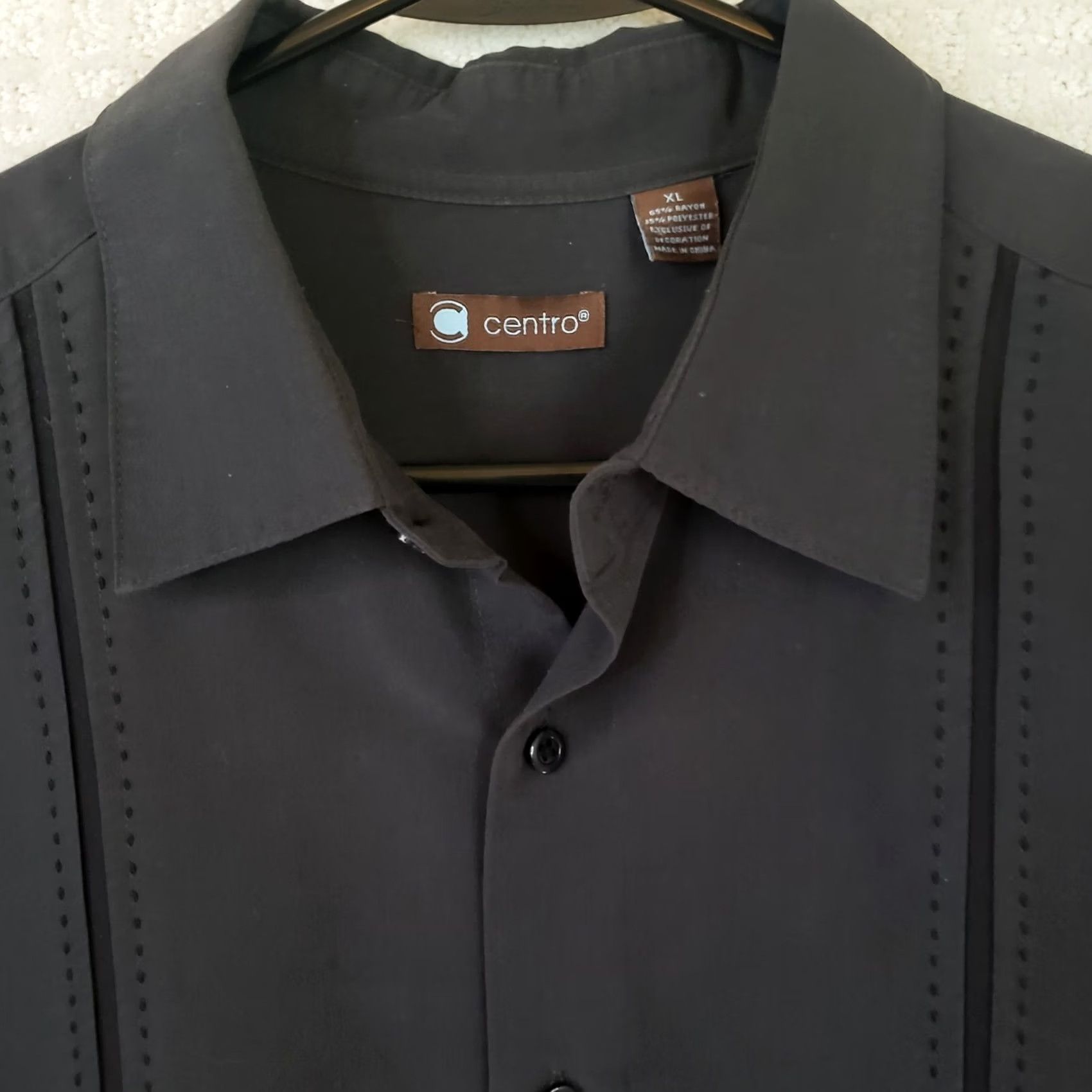 Vintage Centro Shirt Mens XL Black Button-Front Short Sleeve Rayon Blend Size US XL / EU 56 / 4 - 4 Thumbnail