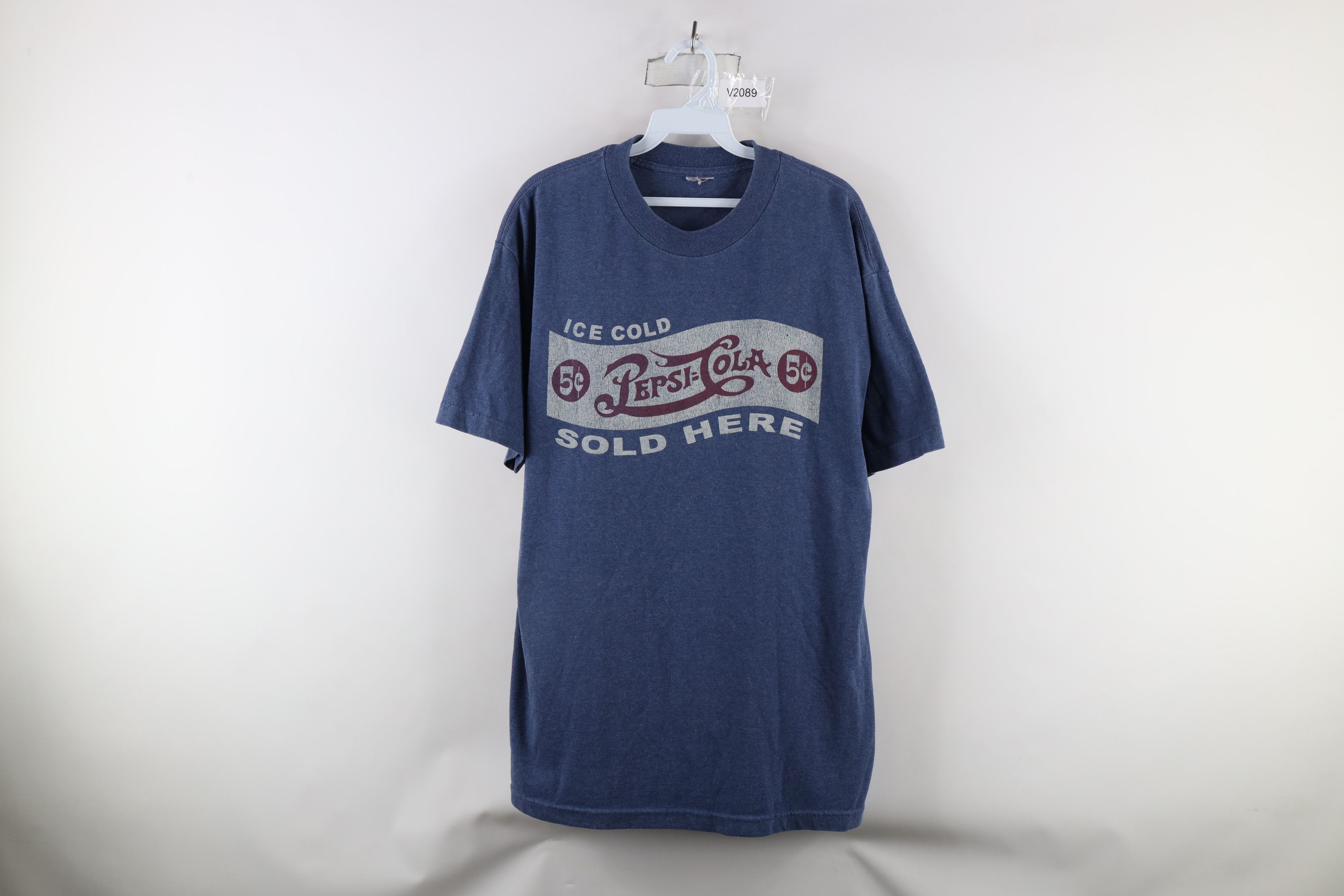 Vintage Vintage 90s Pepsi Cola Spell Out Short Sleeve T-Shirt Blue Size US L / EU 52-54 / 3 - 1 Thumbnail