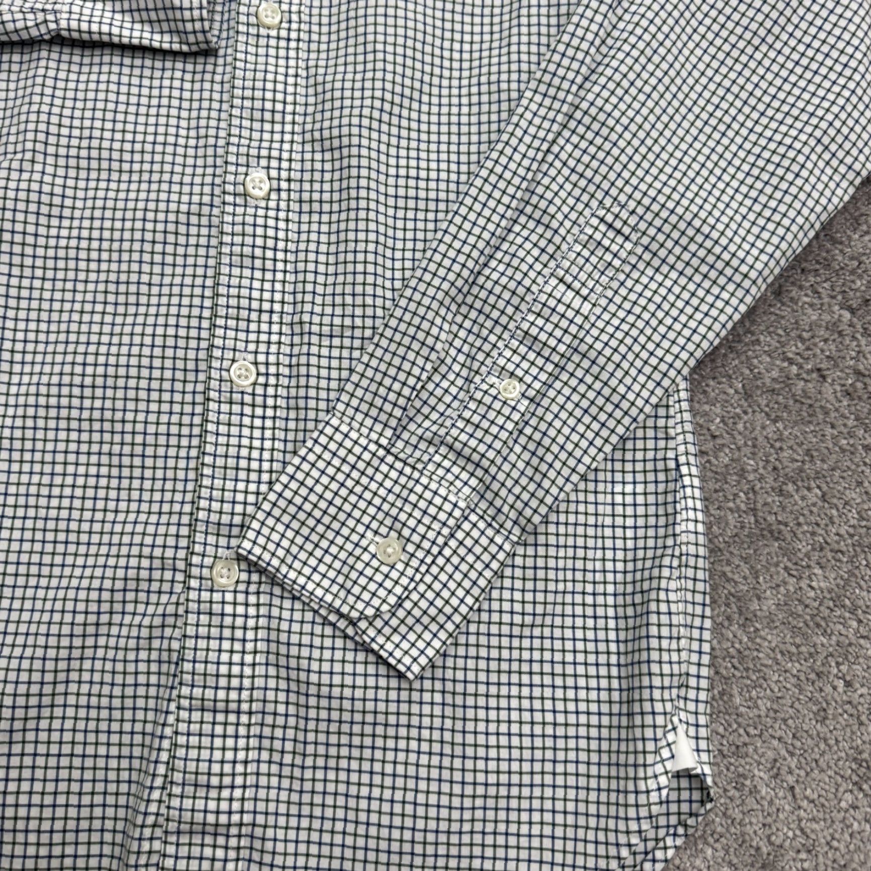 J.Crew J.Crew Ludlow Dress Shirt Mens XS Green Blue White Plaid Cotton Regular Fit Lightweight Career Casual Size 34R - 5 Thumbnail