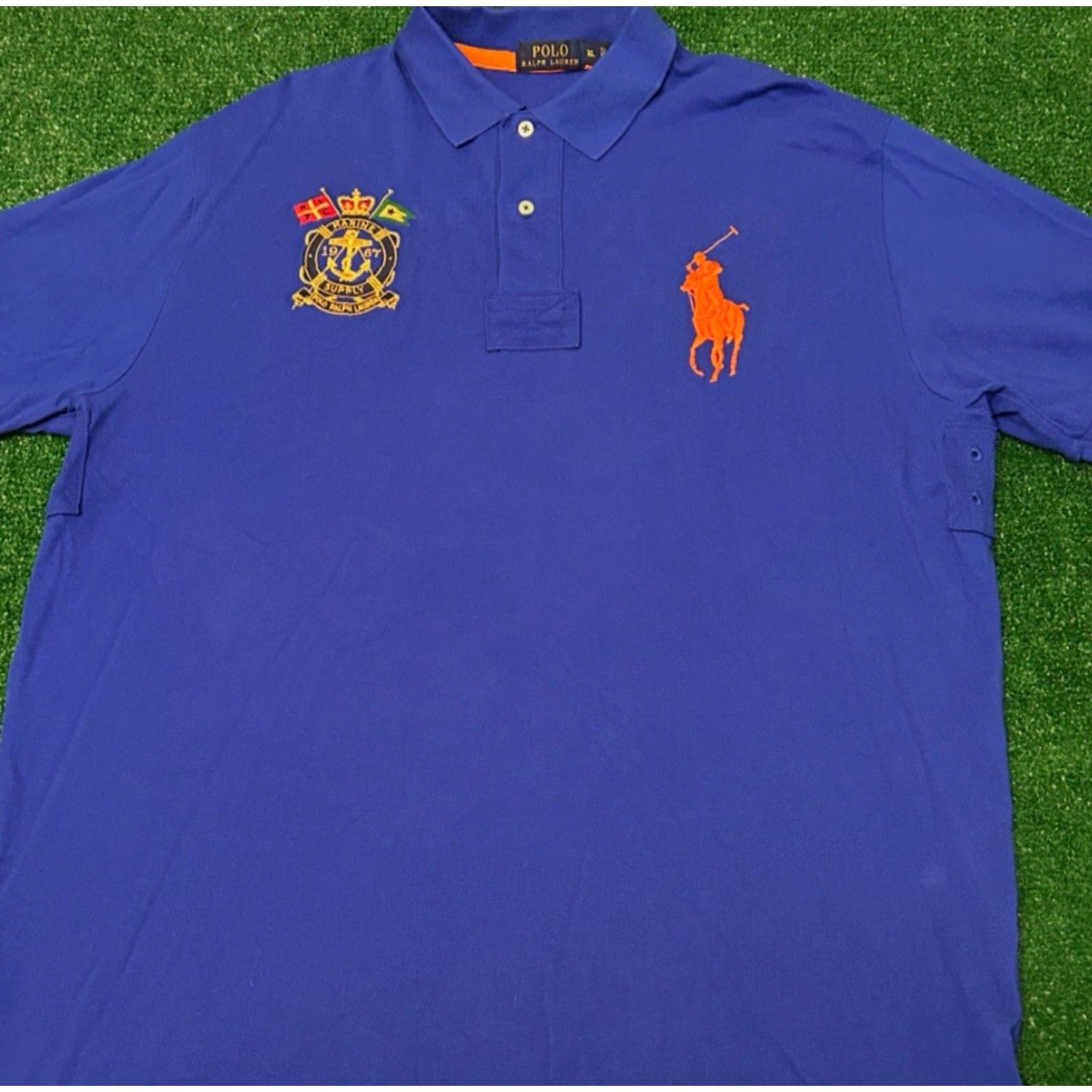 Polo Ralph Lauren VINTAGE Polo Ralph Lauren Big Pony Marine Supply Sailing Crest Collared Polo Shirt XL Blue Mens Polo Shirt 90s Y2K Preppy Classic Hip Hop Size US XL / EU 56 / 4 - 4 Thumbnail