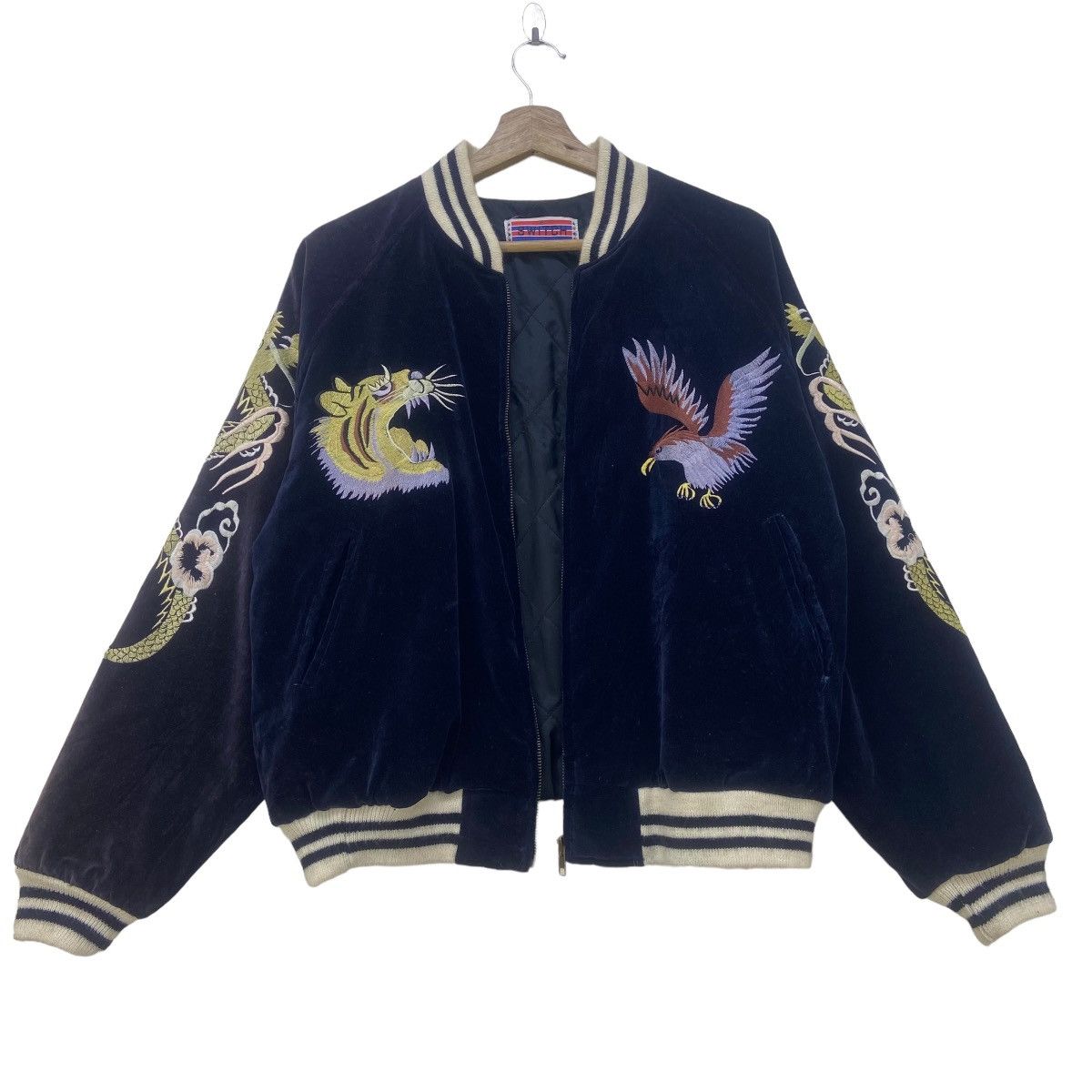 Japanese Brand Vintage Houston Navy Velvet Sukajan Souvenir Jacket Size US S / EU 44-46 / 1 - 4 Thumbnail