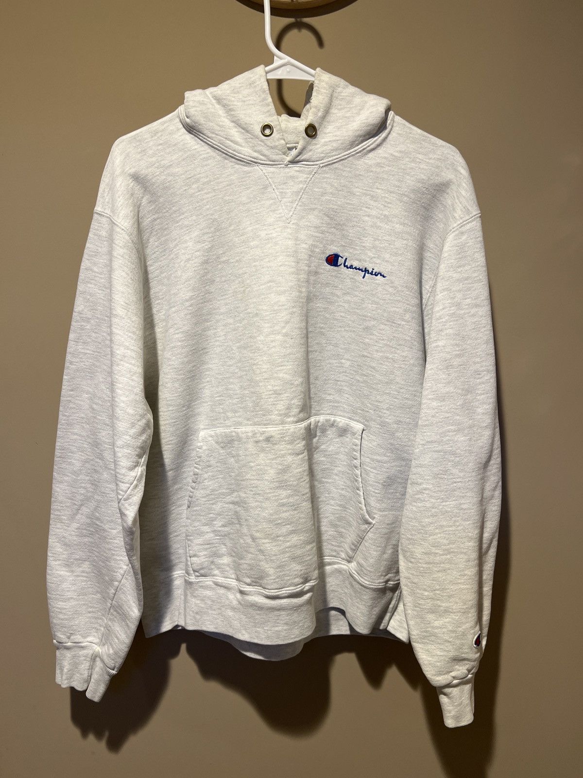 Champion Vintage Champion Grey Blank Spellout Hoodie 1990s Size US XL / EU 56 / 4 - 1 Thumbnail