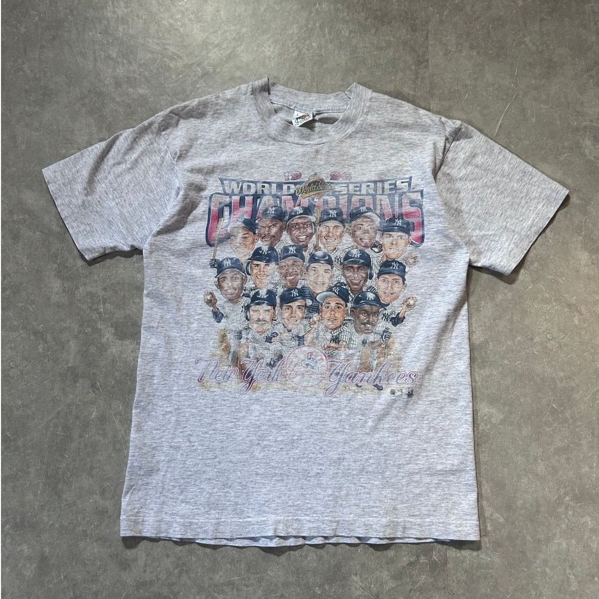 Vintage New York Yankees World Series Caricature Grey Shirt