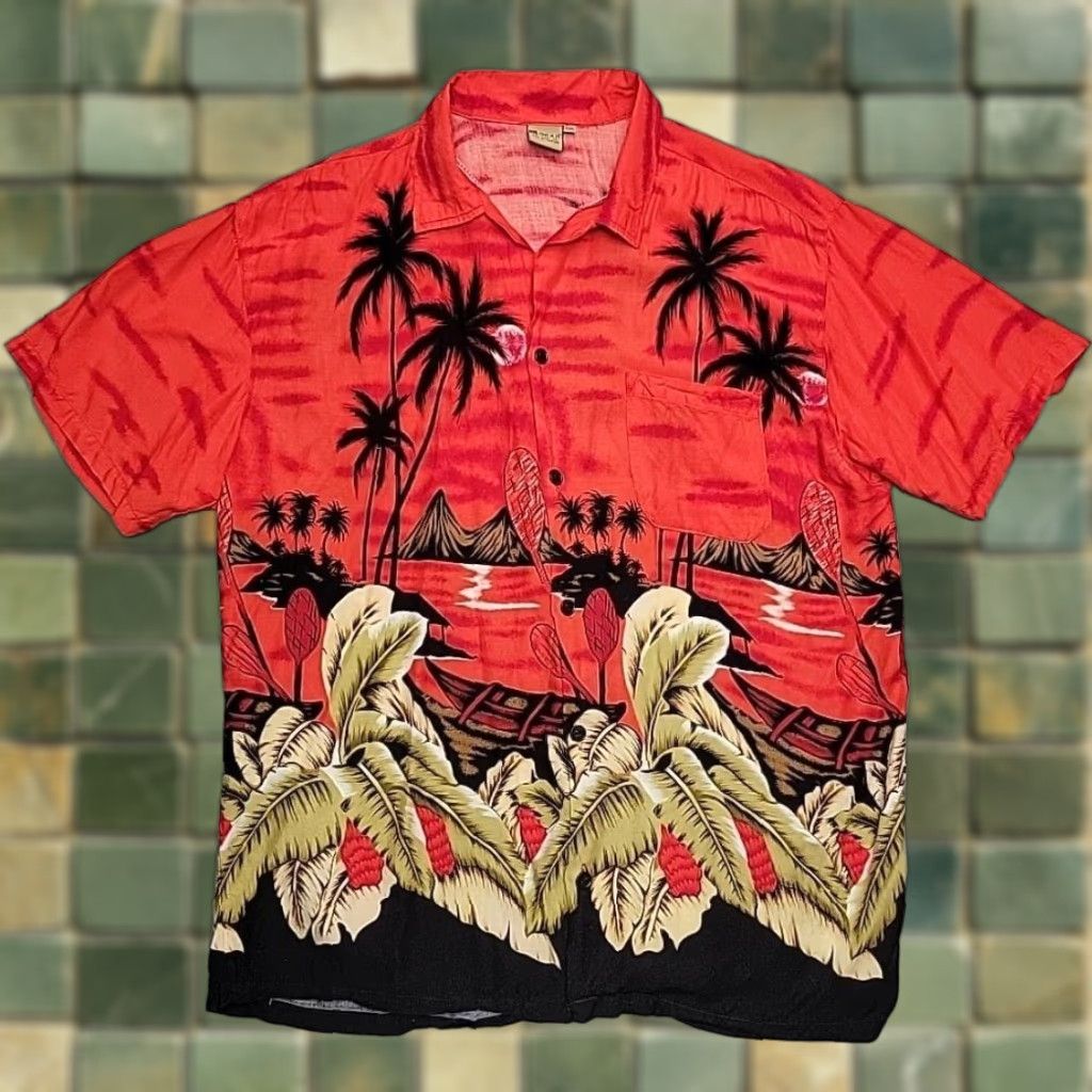 Vintage Ingear Shirt Mens 2XL Red Hawaiian Tropical Graphic Print Button-Up Beach Resort Casual Size US XXL / EU 58 / 5 - 1 Thumbnail