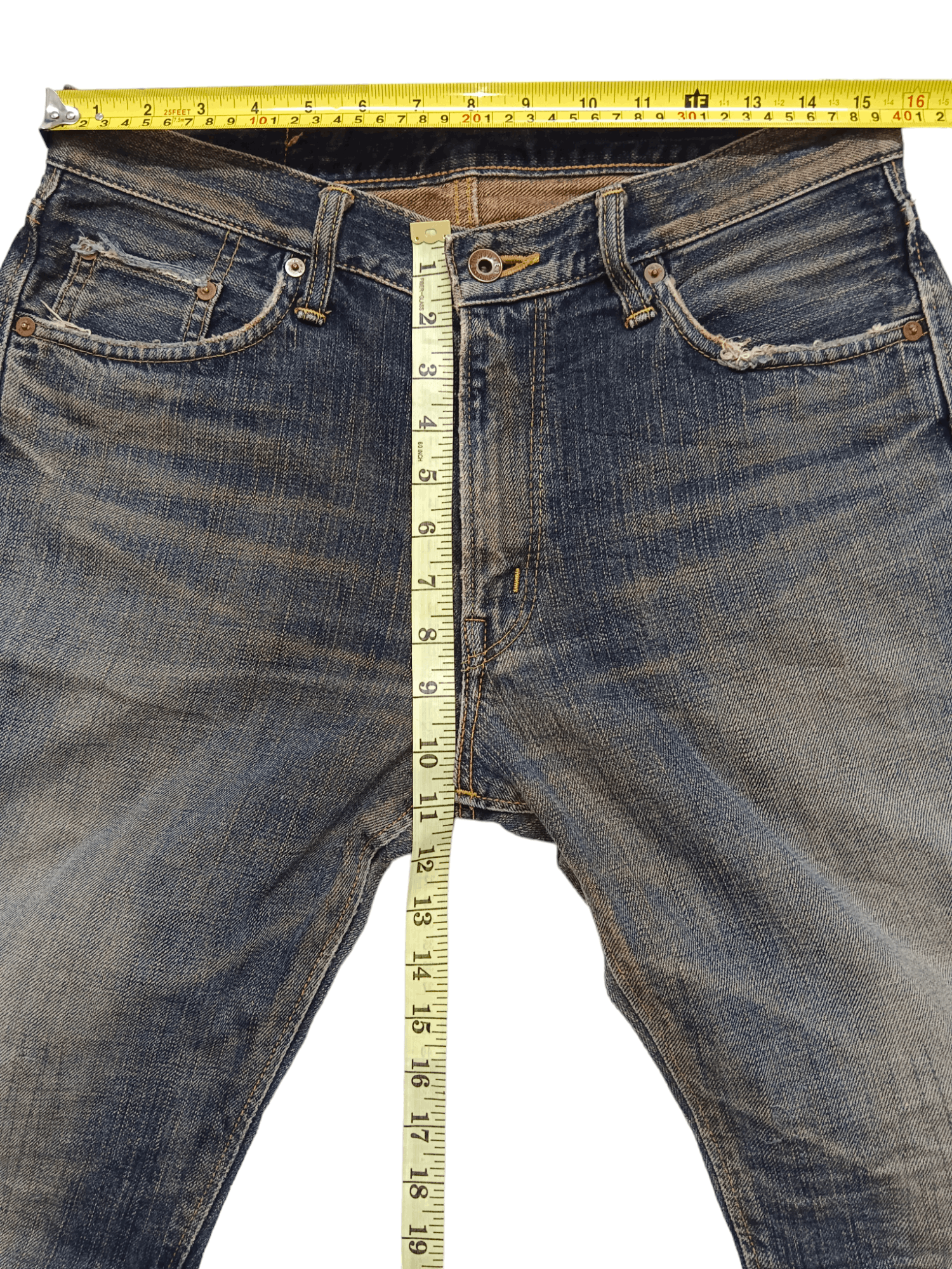 Edwin 💥 Selvedge 💥 Edwin 505 ZXX Distressed Denim Size US 31 - 13 Thumbnail