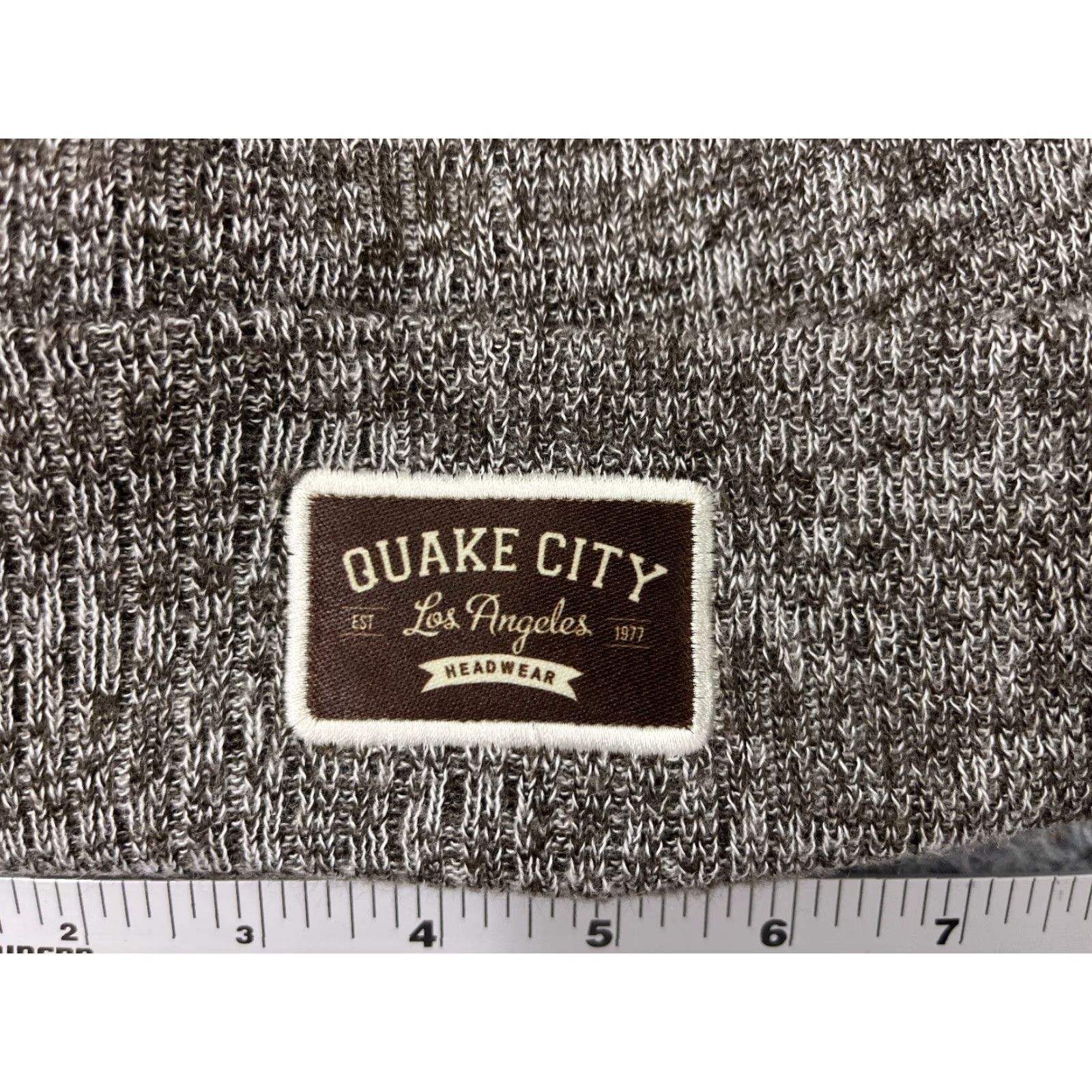BLAEST Quake City LA Est 1977 Beanie Toque Adult One Size Gray Brown Knit 100% Acrylic Men Size ONE SIZE - 2 Thumbnail