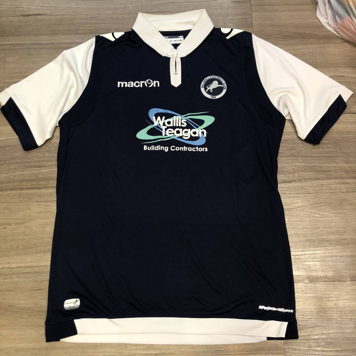 image of Adidas x Macron Millwall 15/16 Home Shirt in Navy, Men's (Size Medium)