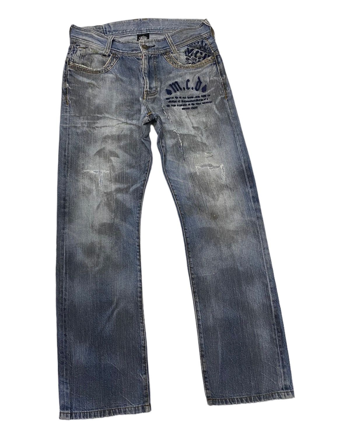If Six Was Nine 🔥MORE CORE DIVISION EMBROIDERY DISTRESSED DENIM JEANS RARE Size US 32 / EU 48 - 3 Thumbnail