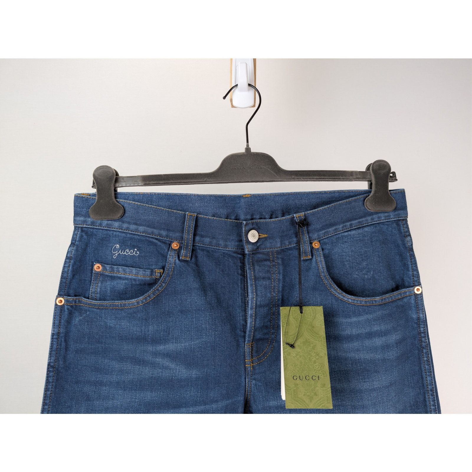 Gucci o1rshd1 Tapered Pant 5 Pocket Washed Stretch Denim Jean Size US 34 / EU 50 - 3 Thumbnail