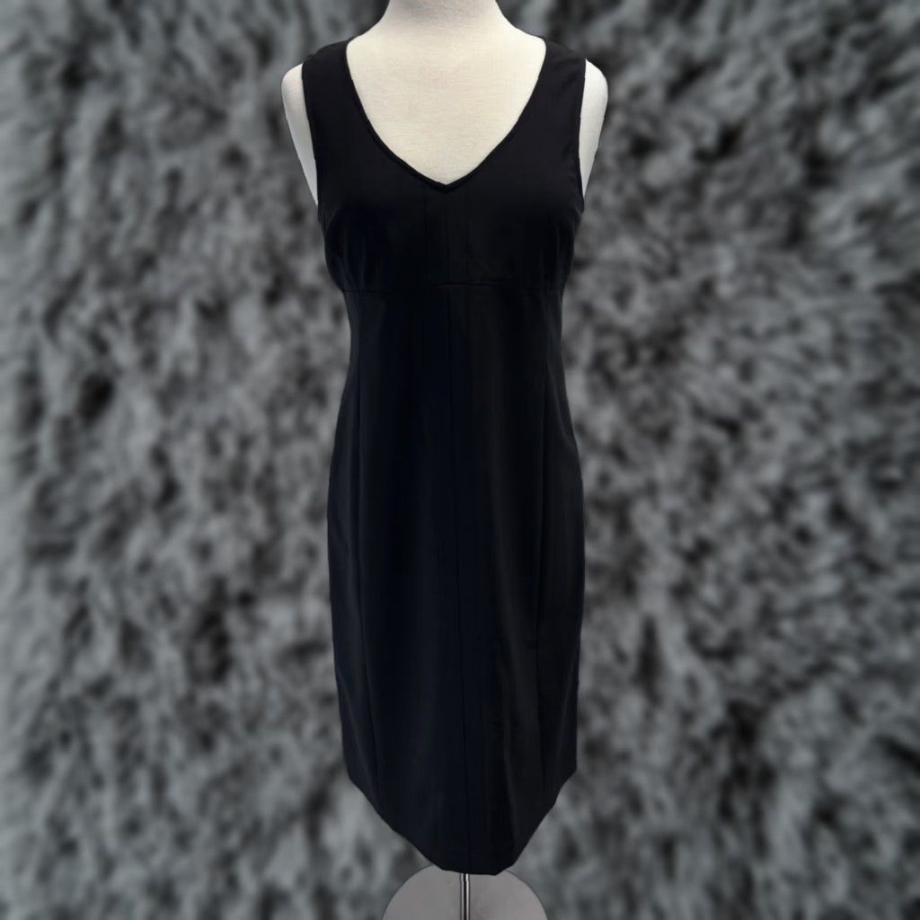 Theory Theory Women's Black Wool Blend Midi Sheath Dress, Size 12, Sleeveless Classic V-Neck, Business Party Wear Size XL / US 12-14 / IT 48-50 - 1 Thumbnail