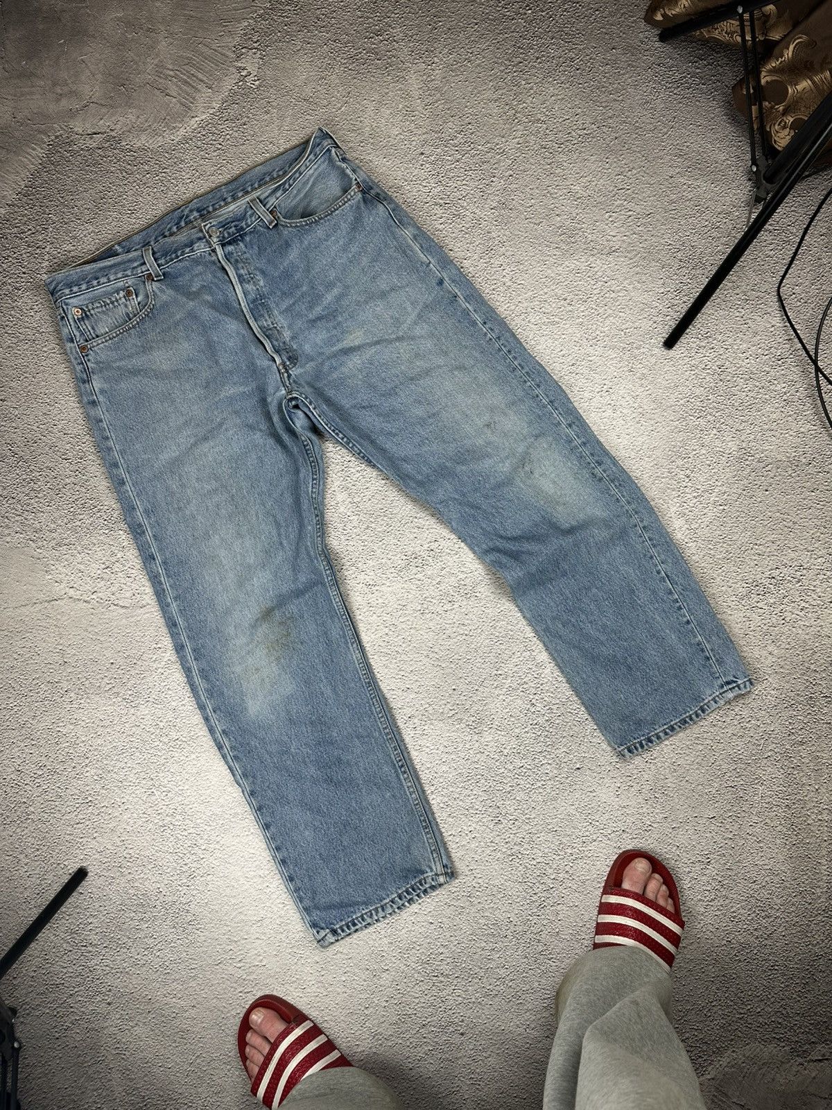 Levi's Vintage Clothing Vintage Levis 501 Washed Denim Blue Jeans 90s Rare Bootcut Size US 38 / EU 54 - 2 Thumbnail