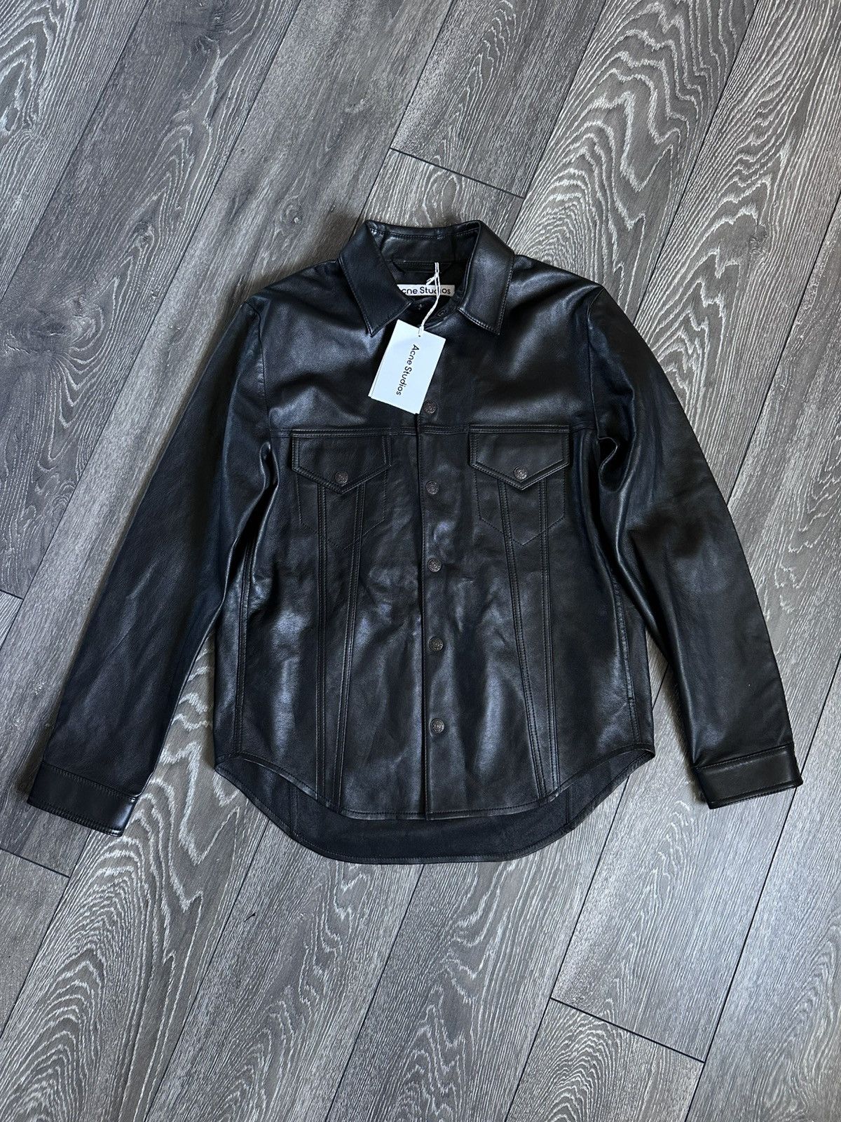 Acne Studios acne studios lamb leather overshirt button up shirt Size US S / EU 44-46 / 1 - 1 Thumbnail