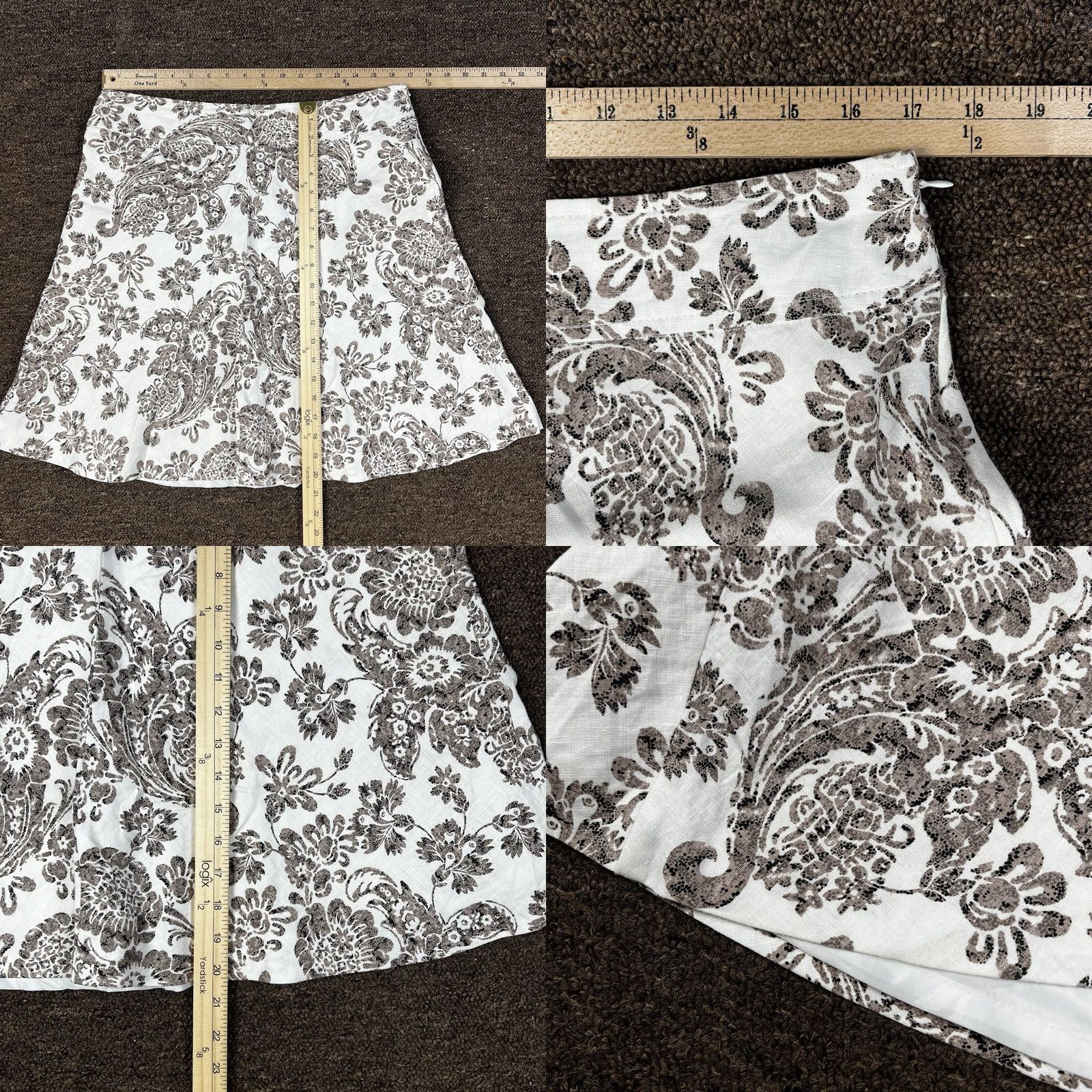 Merona Merona Skirt Womens A-Line 10 Beige Floral 100% Linen Lined Knee Length Zip Vintage: No Shirt? (Note: This line seems incorrect) Size 32" / US 10 / IT 46 - 8 Thumbnail