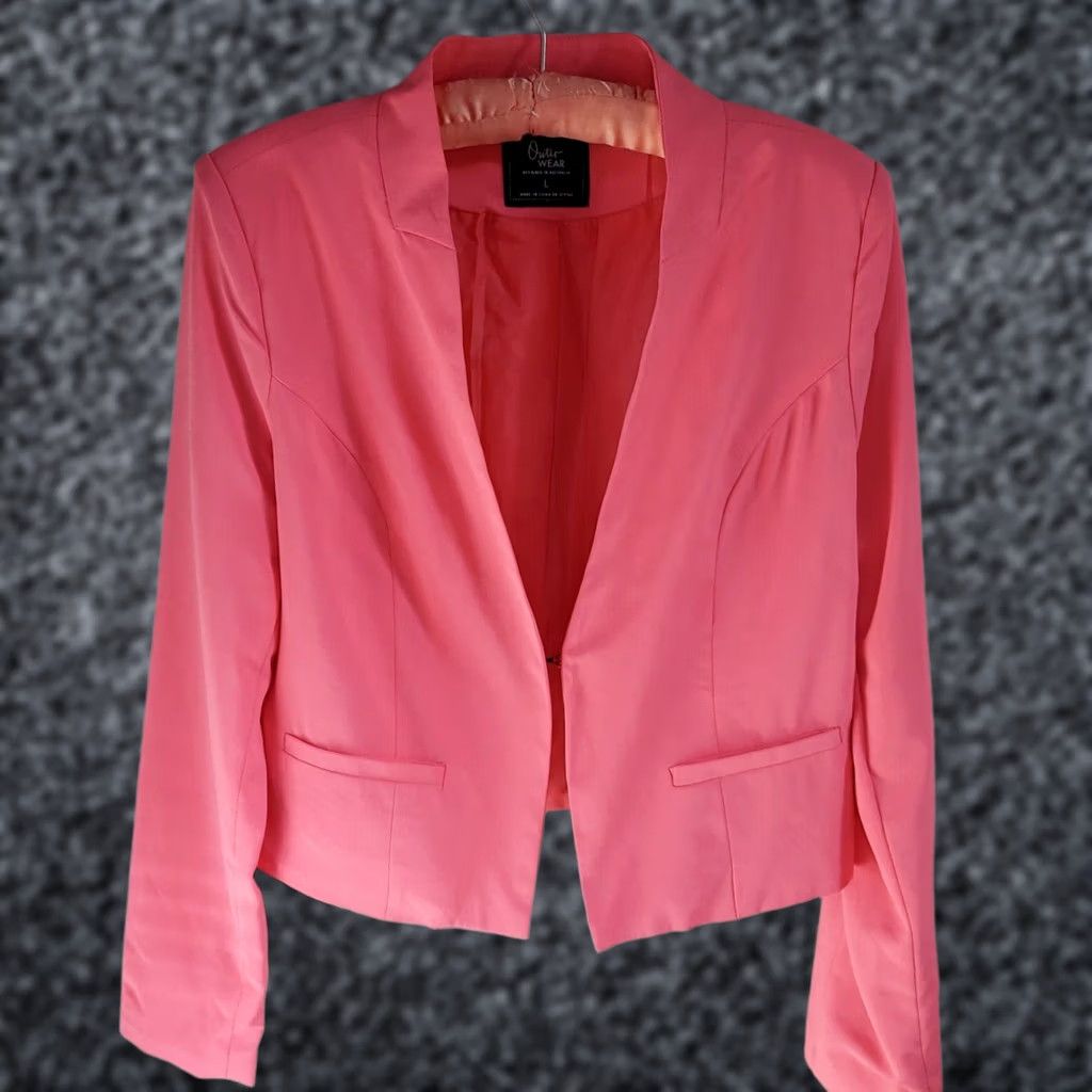 Cotton On Cotton On Womens Pink Blazer Jacket Large Faux Pocket Fully Lined Size L / US 10 / IT 46 - 1 Thumbnail