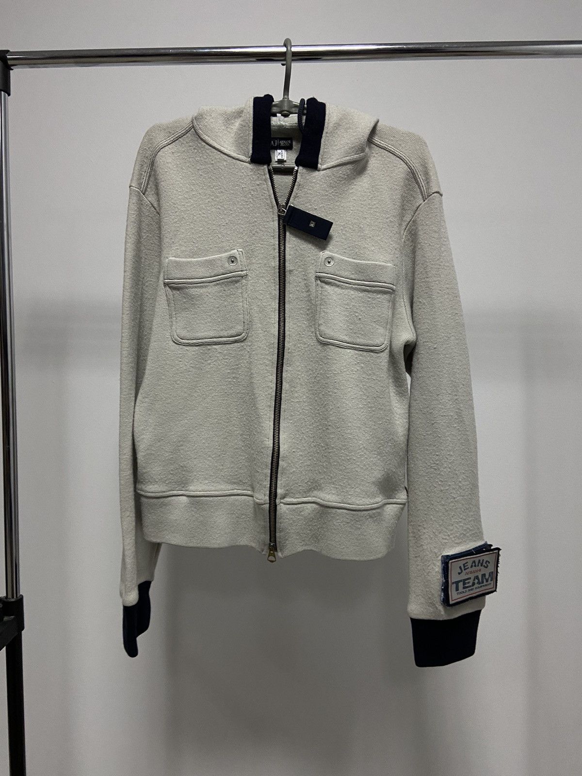 Armani × Vintage Armani logo sleeve Vintage Zip Hoodie Y2K Size US L / EU 52-54 / 3 - 1 Thumbnail