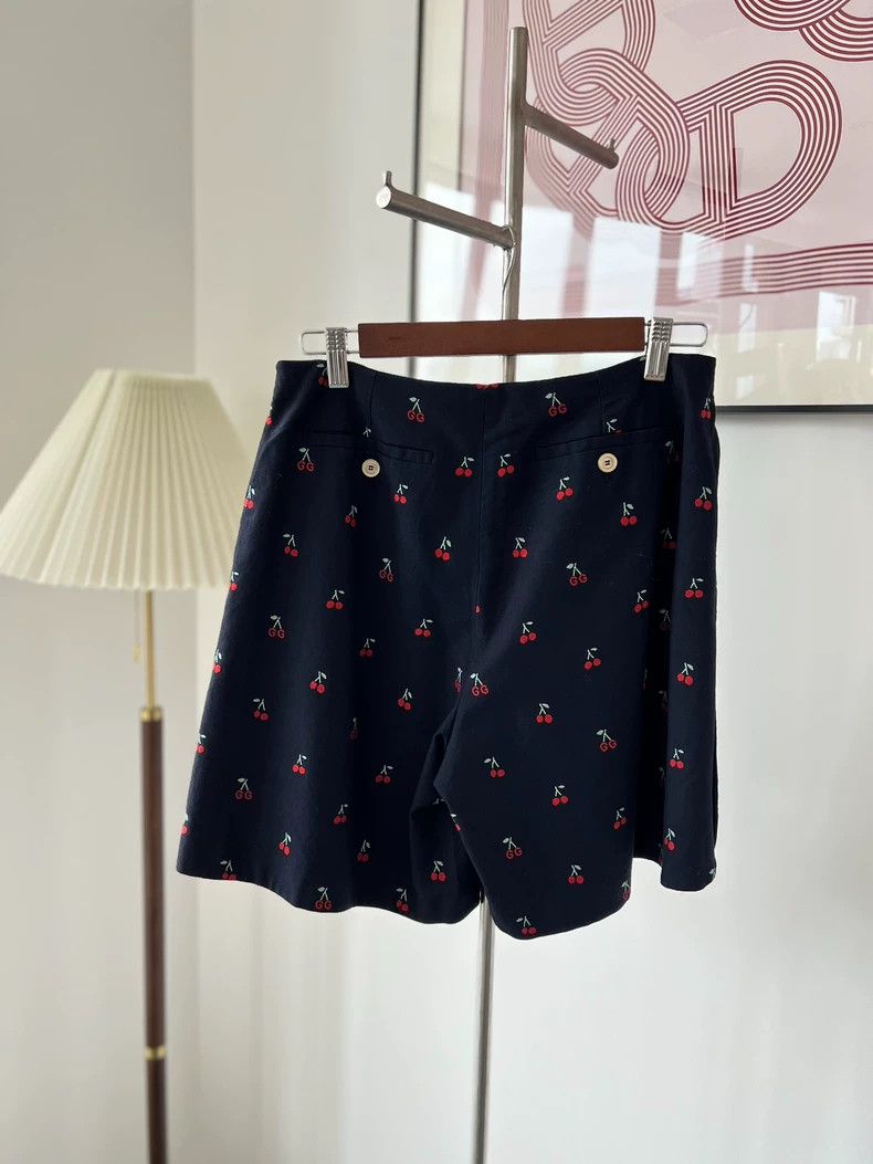 Gucci Gucci Dark blue cherry embroidered full-print casual short Size 27" / US 4 / IT 40 - 2 Thumbnail