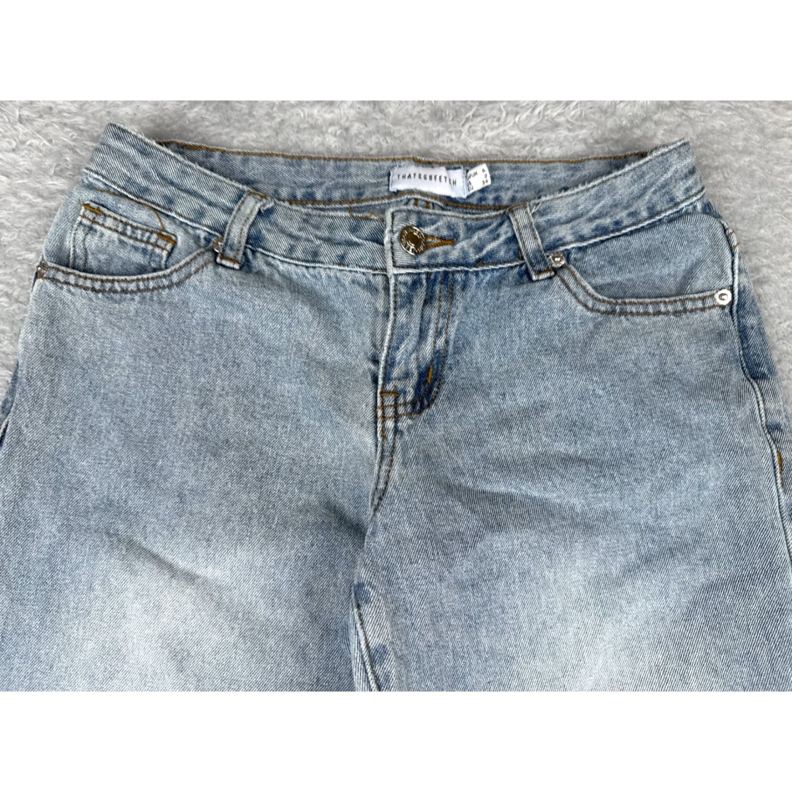 Vintage ThatsSoFetch Jeans Denim Wide-Leg 26x30 Light Wash Blue 5-Pocket Low Rise Retro Womens Size 26" / US 2 / IT 38 - 4 Thumbnail