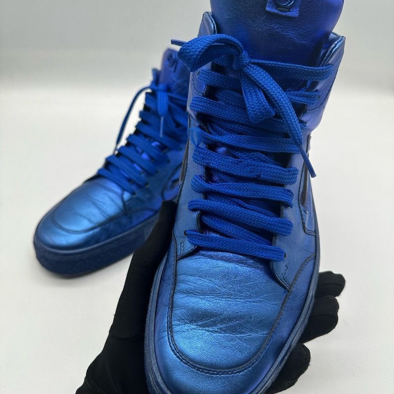 Gucci Gucci Blue Leather High-Top Sneakers for Men - Size US 8 / EU 41 - 9 Thumbnail