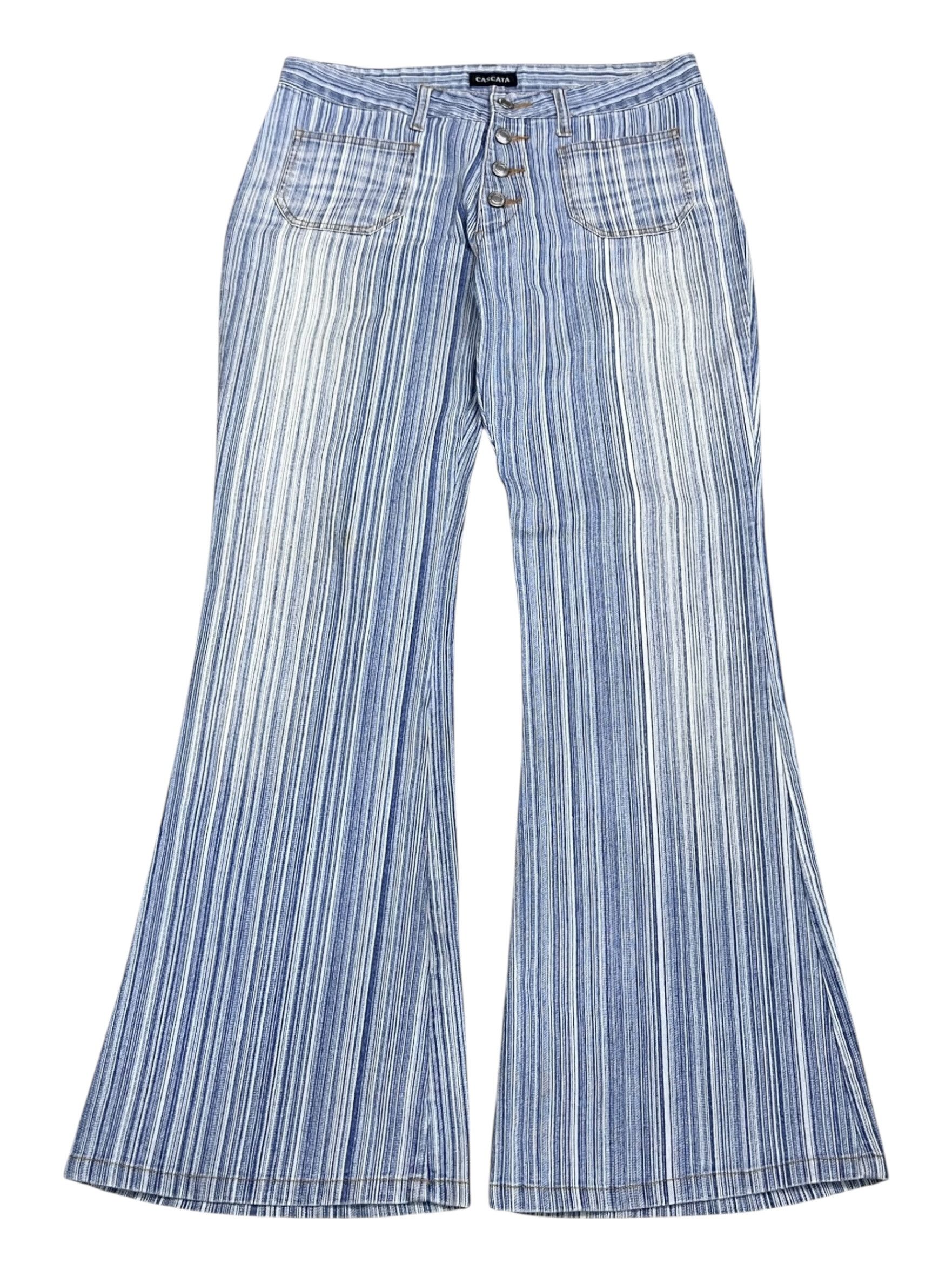 Japanese Brand 🔥SICK FLARE 90’s CASCATA Pinstripes Stretch Denim Bush Jean Size US 30 / EU 46 - 1 Thumbnail