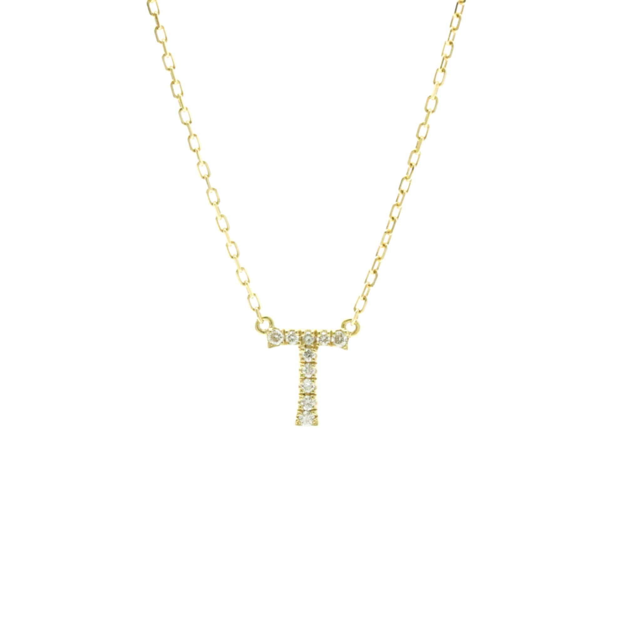 Other AHKAH Initial "T" Diamond Necklace Yellow Gold (18K) Diamond Men,Women Fashion Pendant Necklace Carat/0.04 (Gold) Size ONE SIZE - 1 Thumbnail