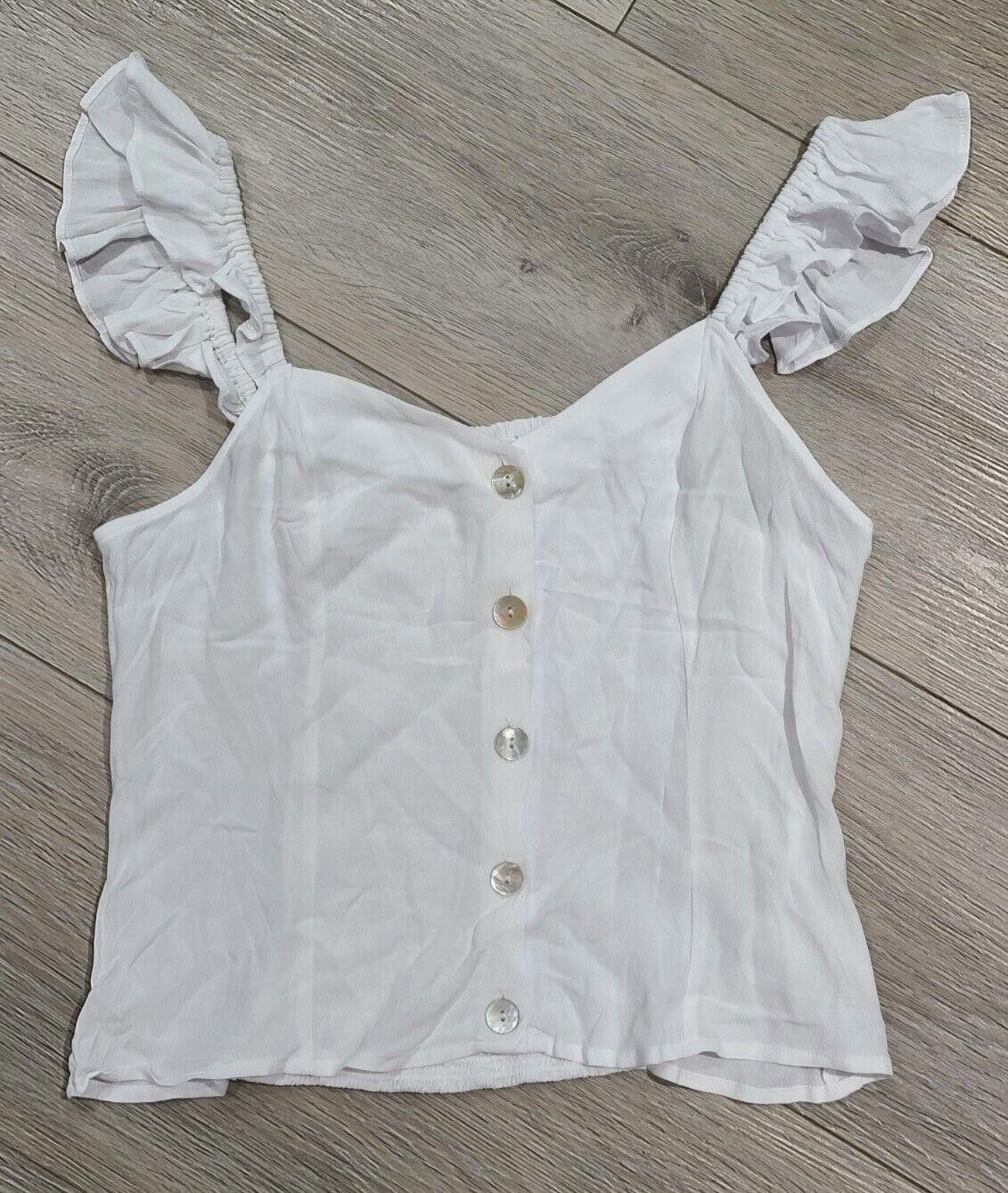 H&M HM Tank Top White Medium Sweetheart Ruffle summer Size M / US 6-8 / IT 42-44 - 1 Thumbnail